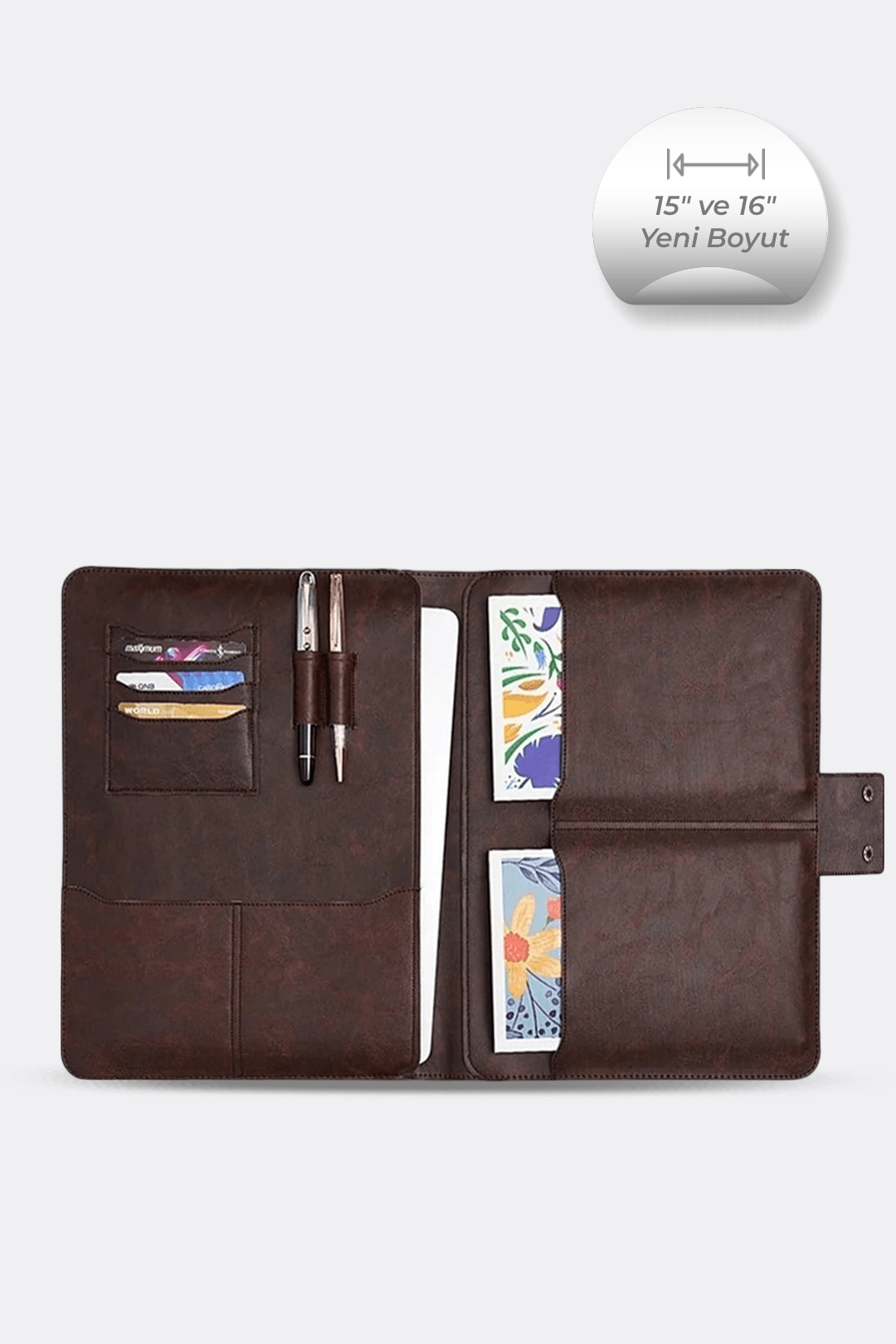 Macbook Air Pro 15-16 İnç Organizer Evrak & Laptop & Tablet Çantası - Kahverengi