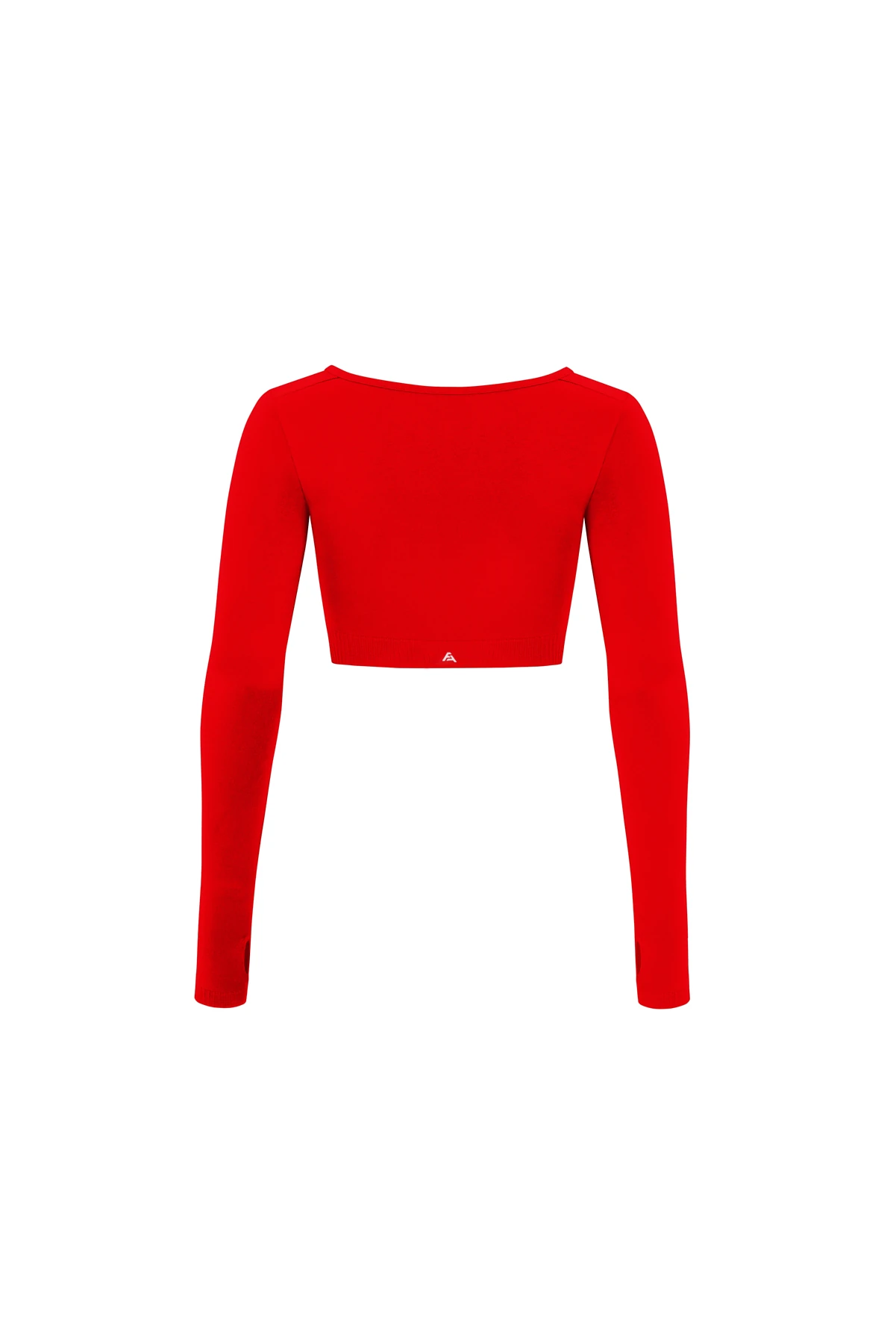  Parmak Detaylı Uzun Kollu Crop Top - Kırmızı