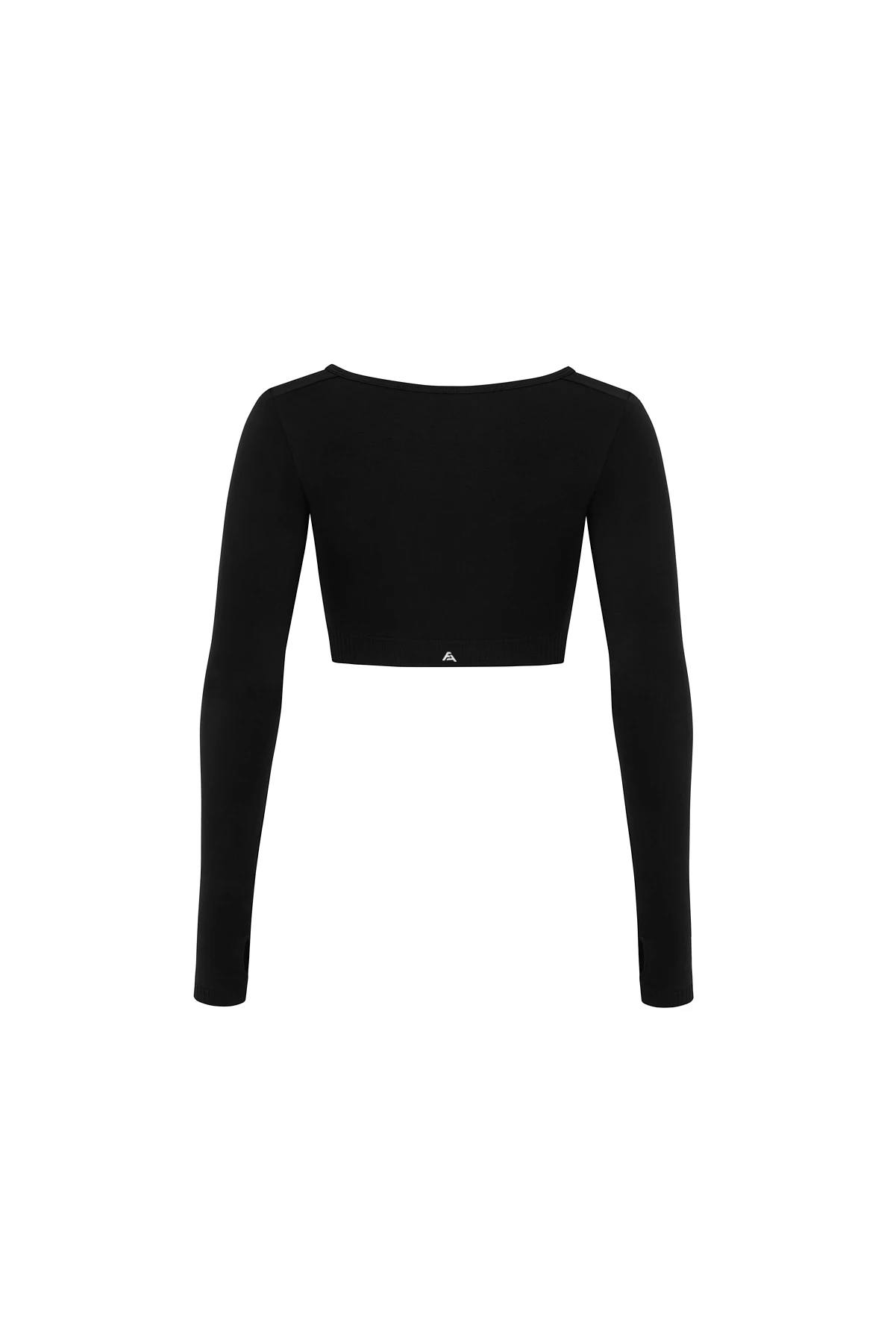  Parmak Detaylı Uzun Kollu Crop Top - Siyah