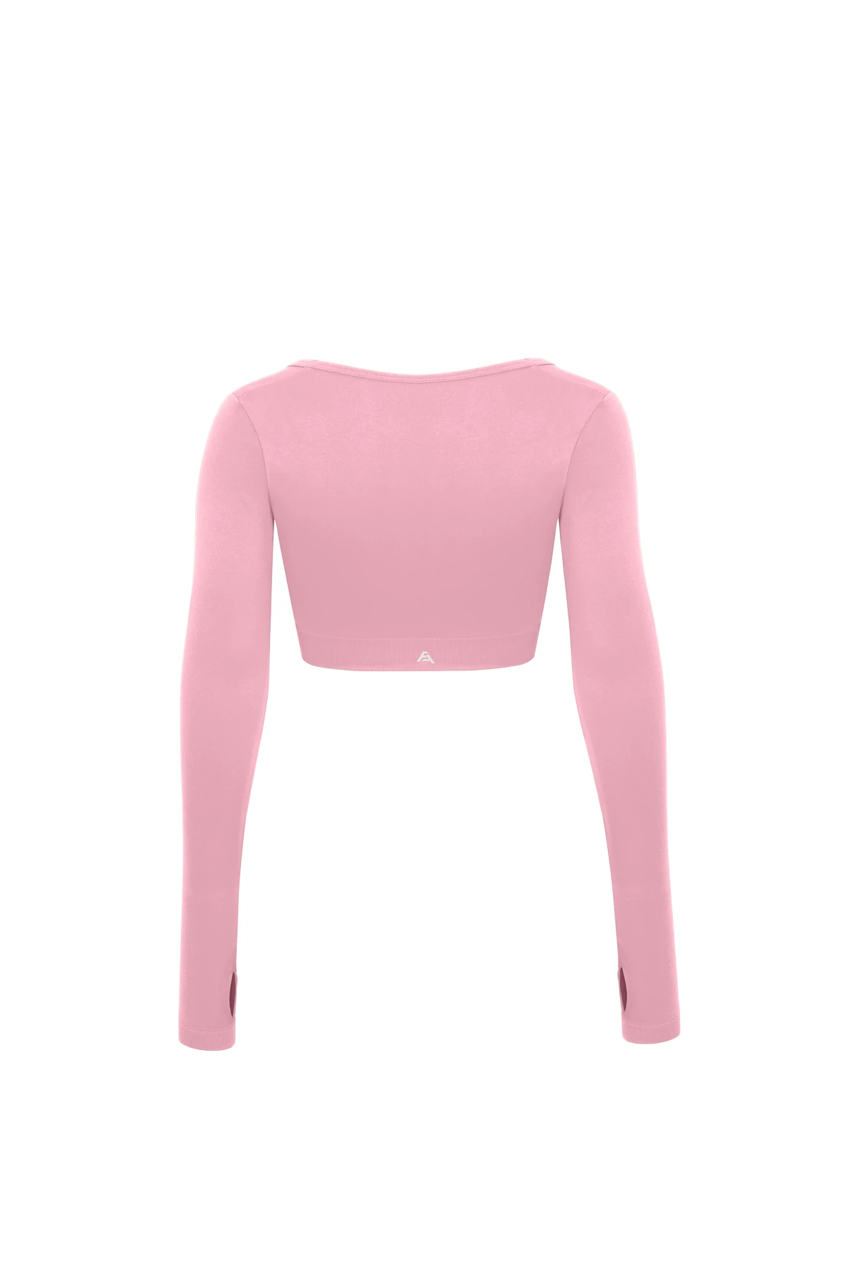  Parmak Detaylı Uzun Kollu Crop Top - Pembe