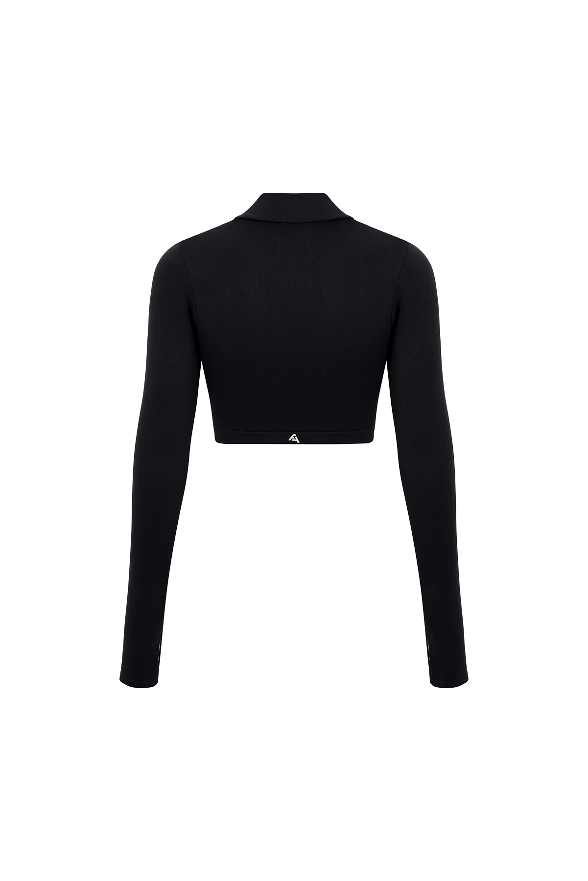  Parmak Detaylı Yarım Fermuar Crop Top  - Siyah