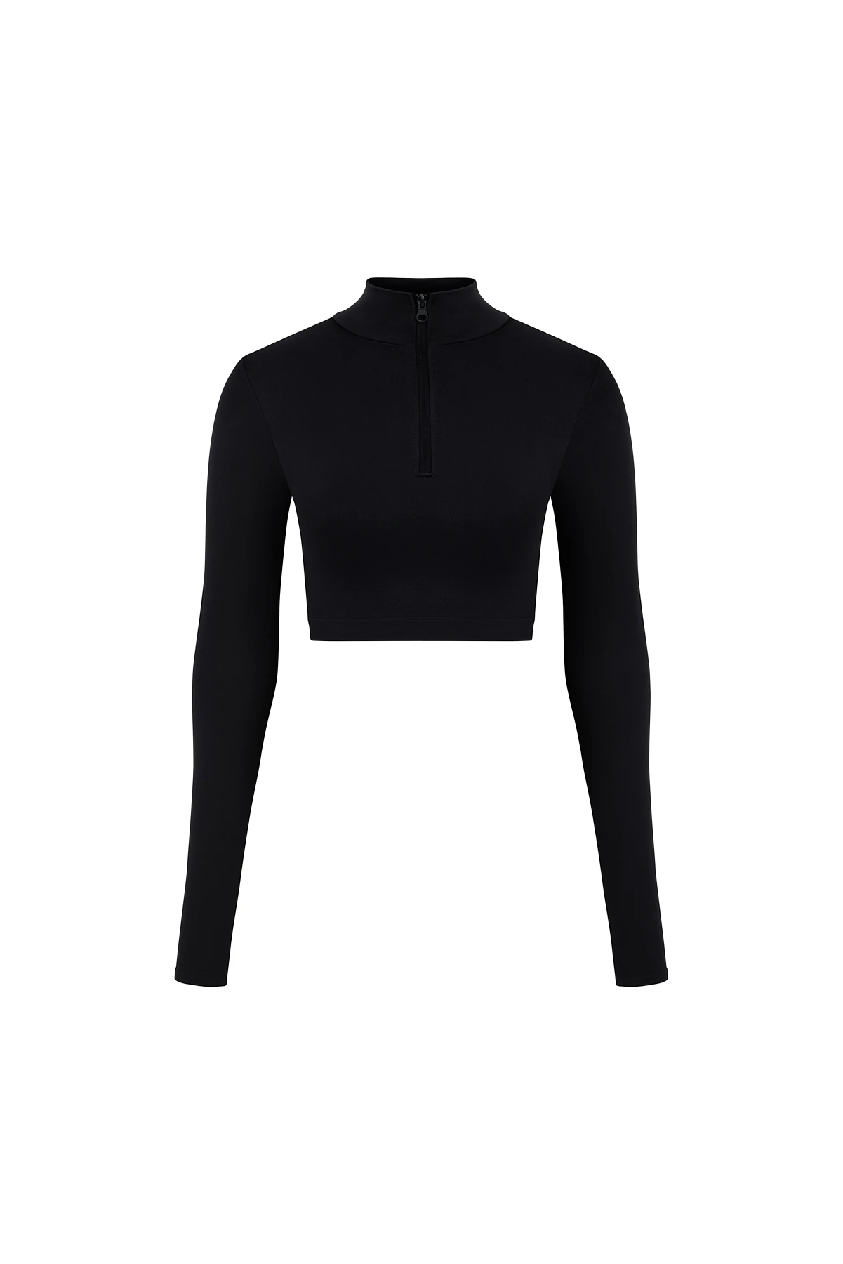  Parmak Detaylı Yarım Fermuar Crop Top 