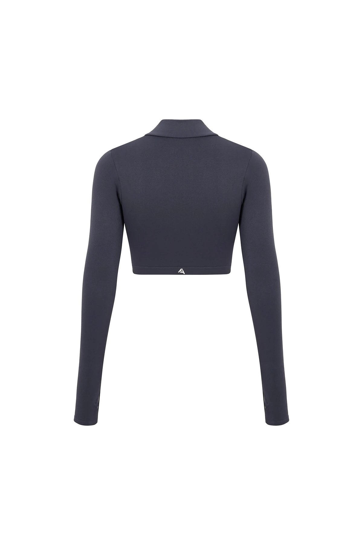  Parmak Detaylı Yarım Fermuar Crop Top  - Füme