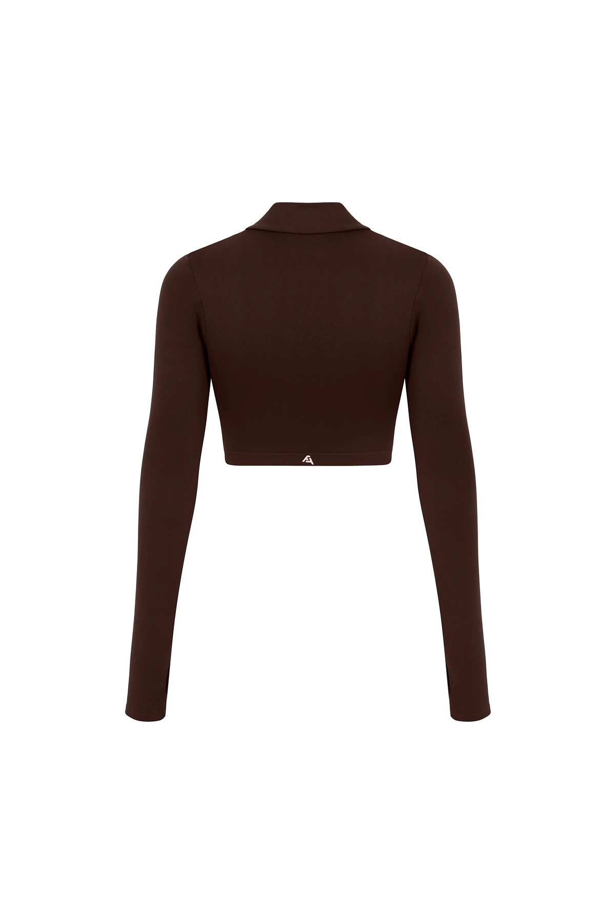  Parmak Detaylı Yarım Fermuar Crop Top  - Acı Kahverengi