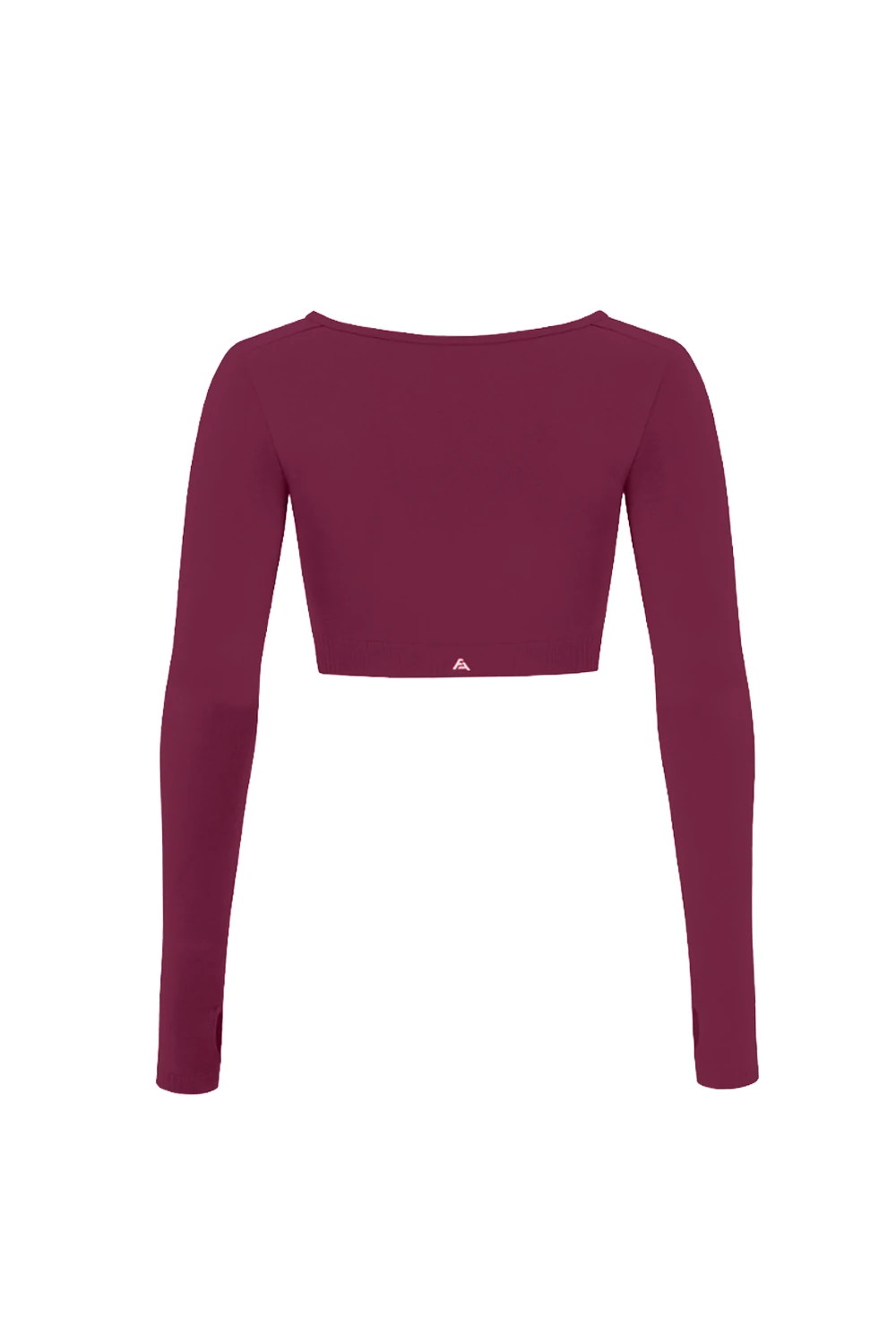  Parmak Detaylı Uzun Kollu Crop Top - Vişne