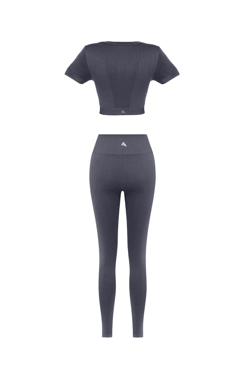 Seamless Bisiklet Yaka Kısa Kollu Büstiyer-Tayt Takım - Füme