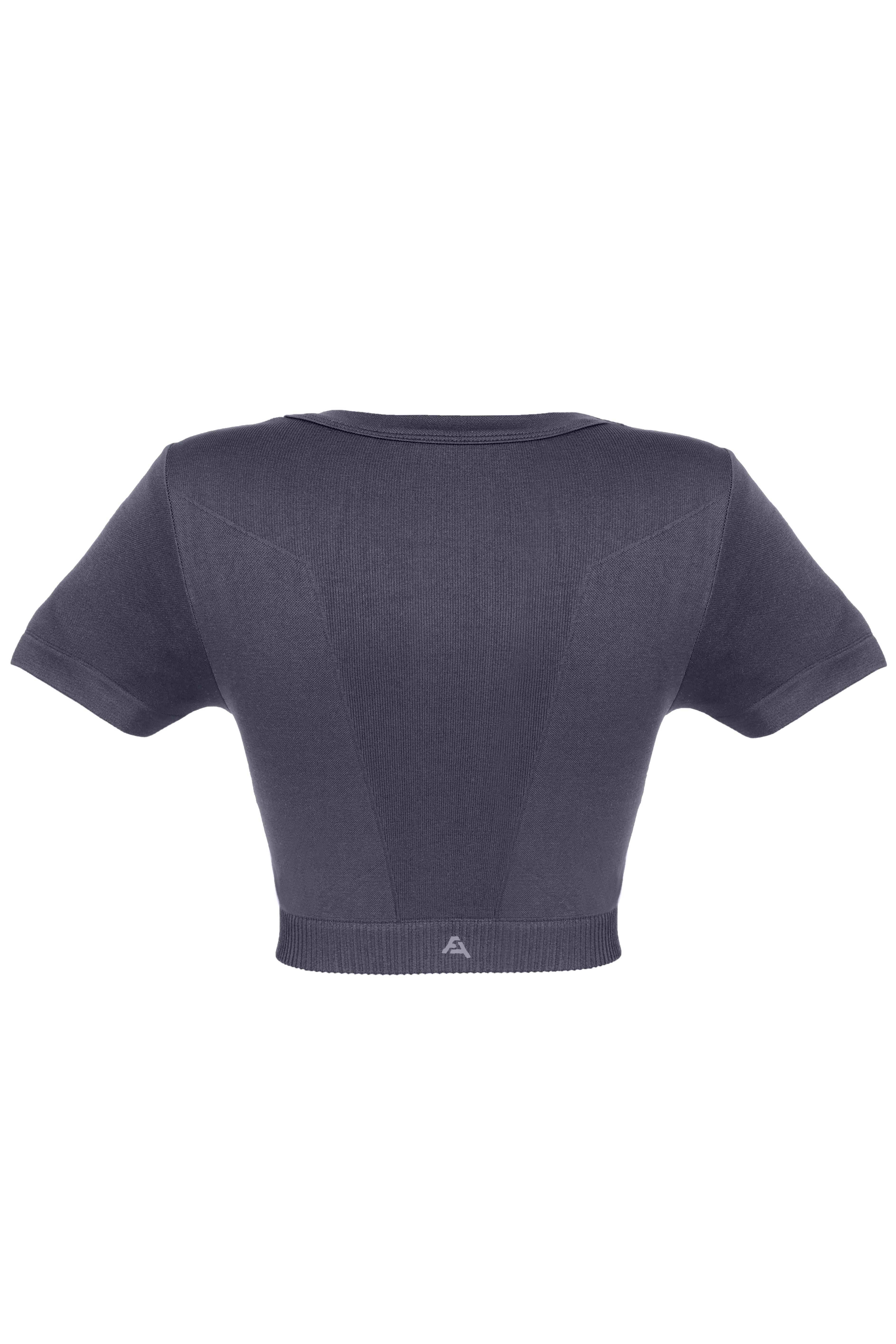 Seamless Bisiklet Yaka Kısa Kollu Büstiyer - Füme