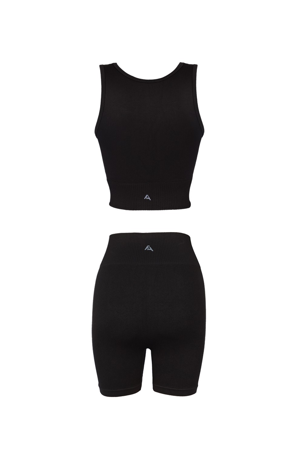 Toparlayıcı Seamless/Dikişsiz Spor Büstiyer-Şort Takım - Siyah