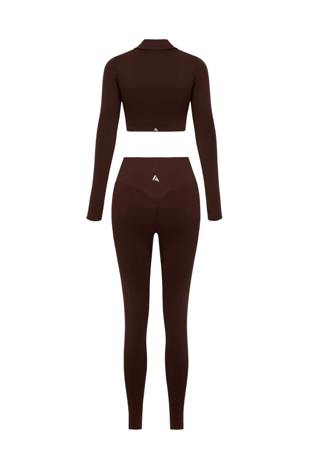 Uzun Kollu Yarım Fermuar Büstiyer Ve Push Up Tayt Takım - Acı Kahverengi