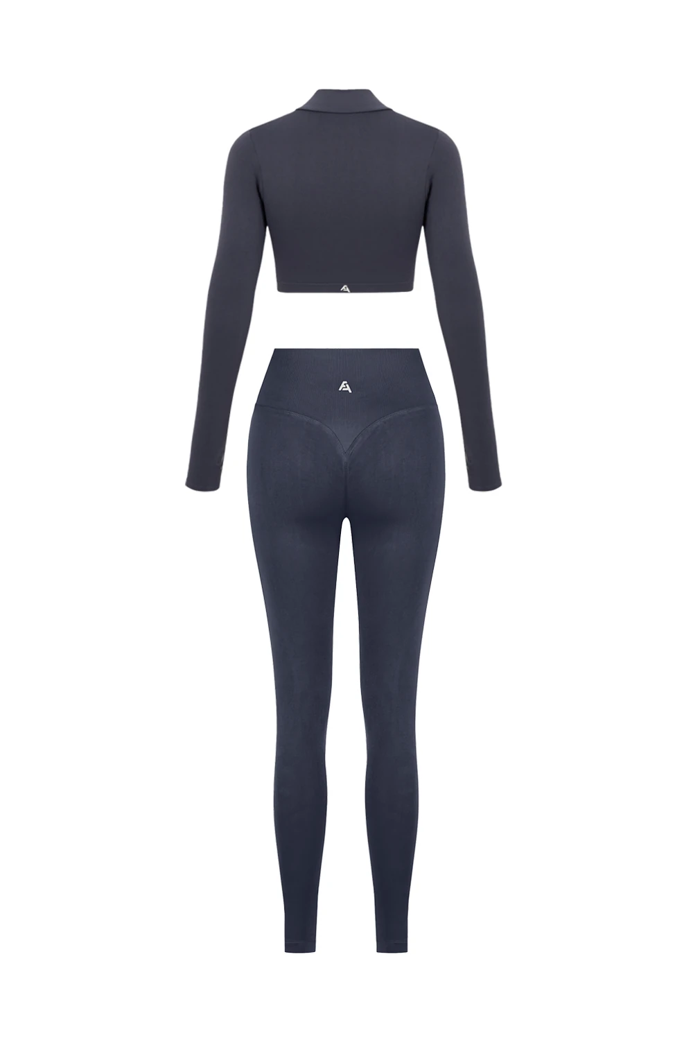 Uzun Kollu Yarım Fermuar Büstiyer Ve Push Up Tayt Takım - Füme