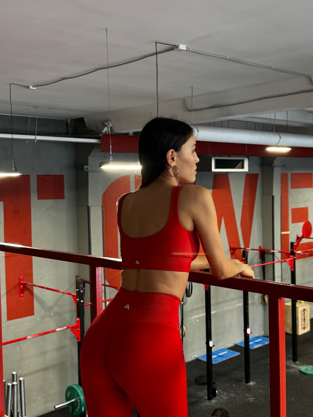 Push Up Toparlayıcı Dikişsiz Spor Tayt - Kırmızı