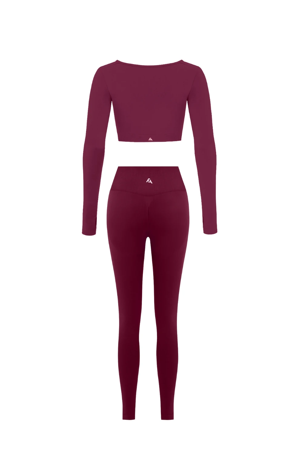 Parmak Geçirmeli Uzun Kollu Büstiyer Ve Push Up Tayt Takım - Vişne