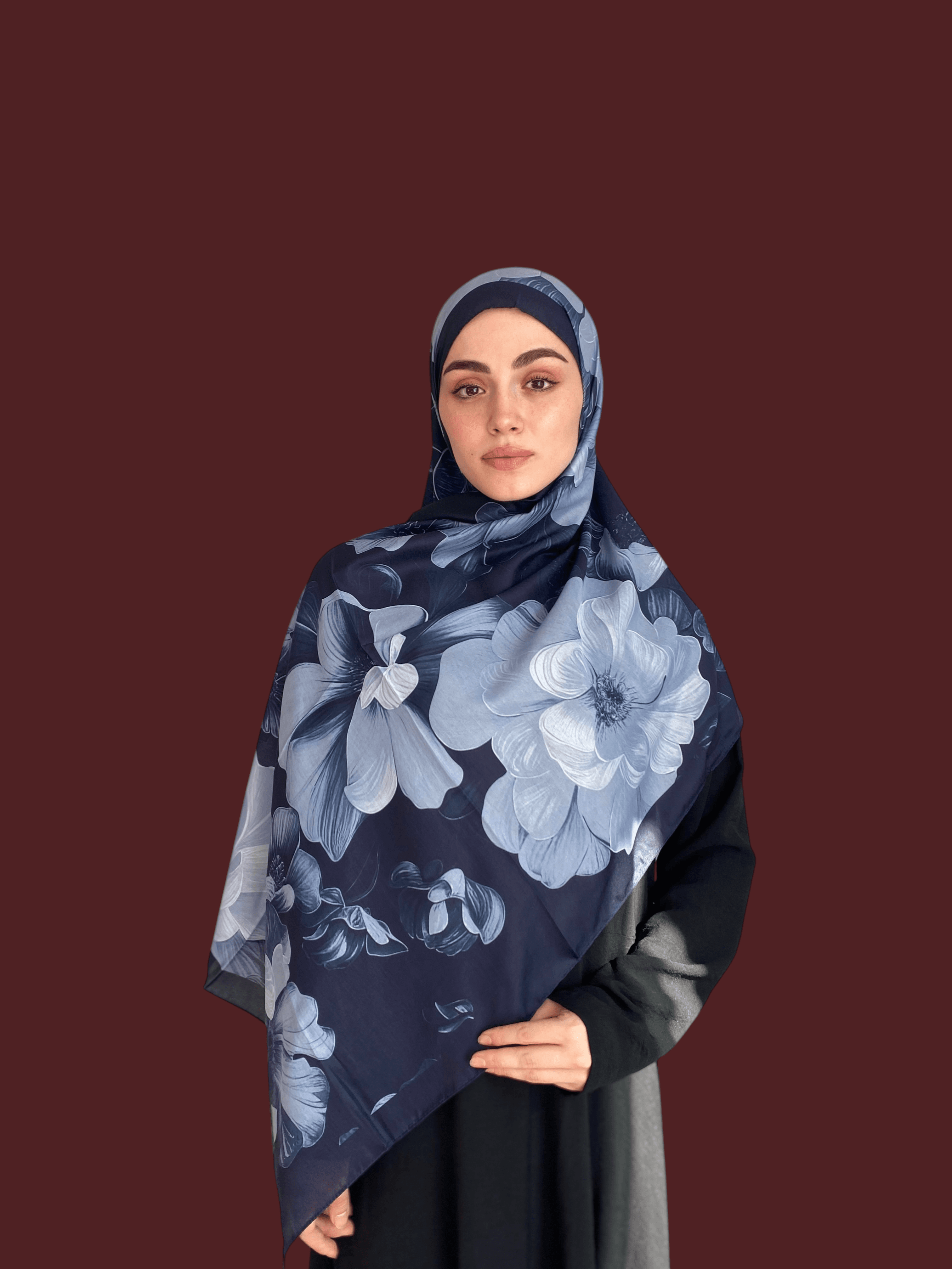 Petalya Desen Soft Vual Şal Lacivert