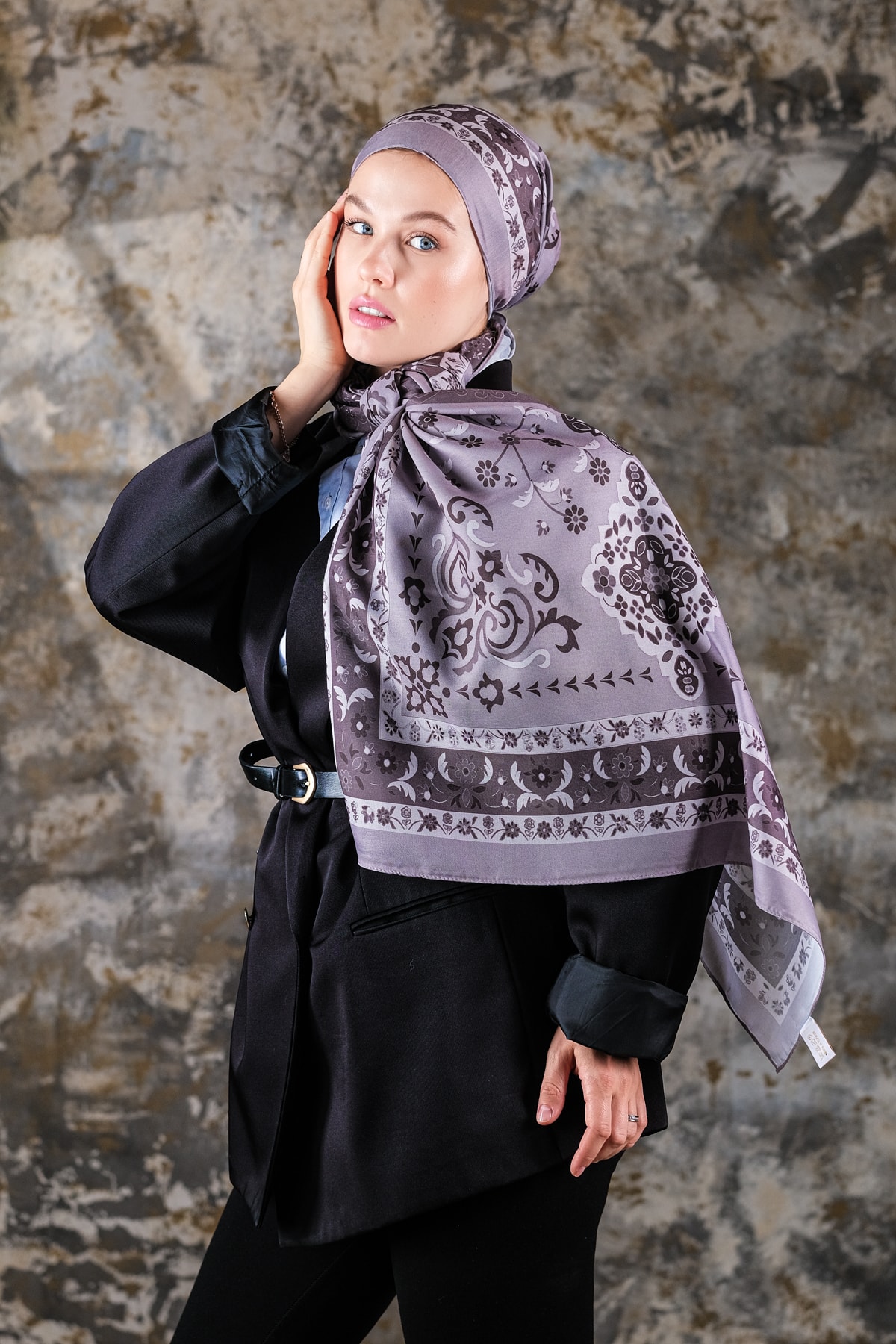 Kenz Desen Soft Vual Şal Leylak