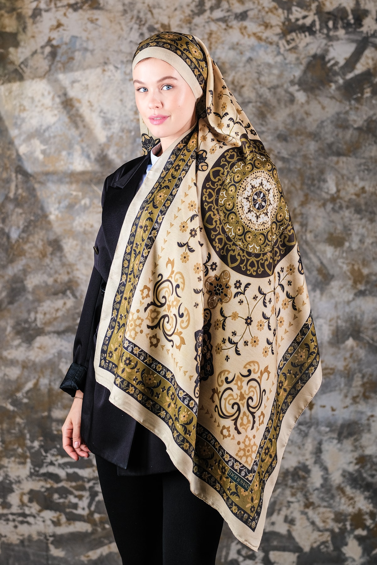 Kenz Desen Soft Vual Şal Light Gold