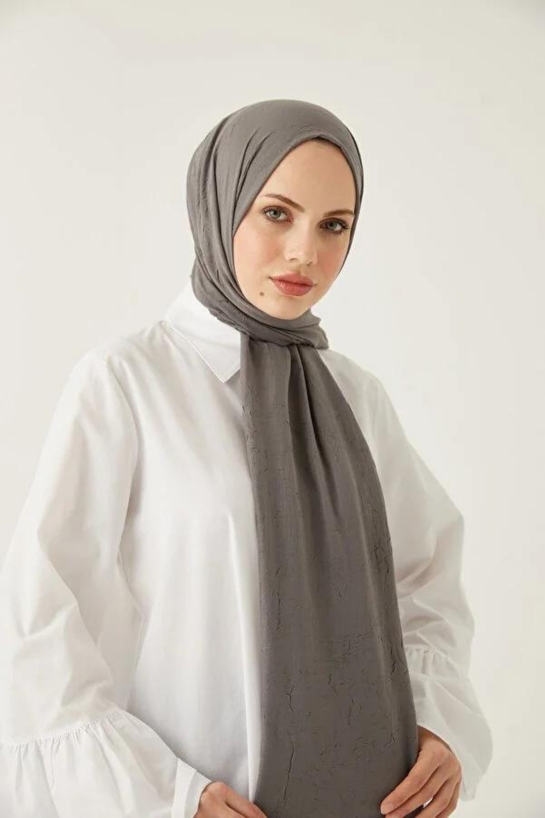 Bambu Kraş Şal Koyu Gri