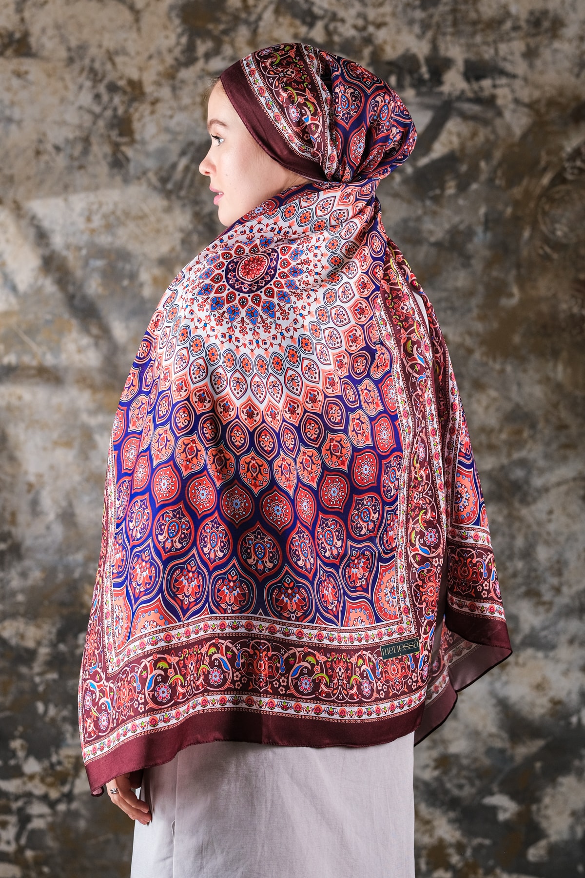 Saray Desen Soft Vual Şal Bordo