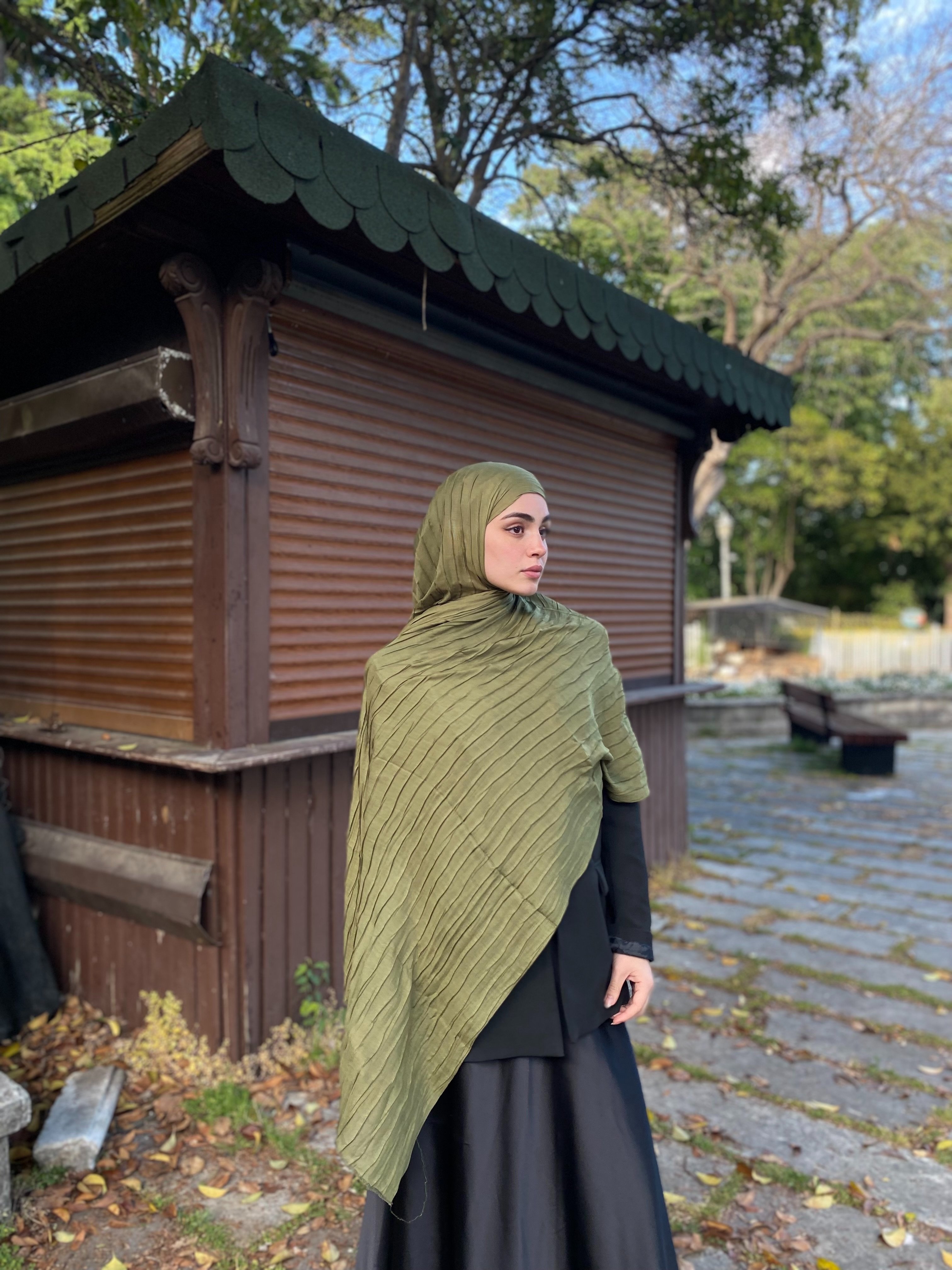 Piliseli Bambu Şal Haki Yeşil