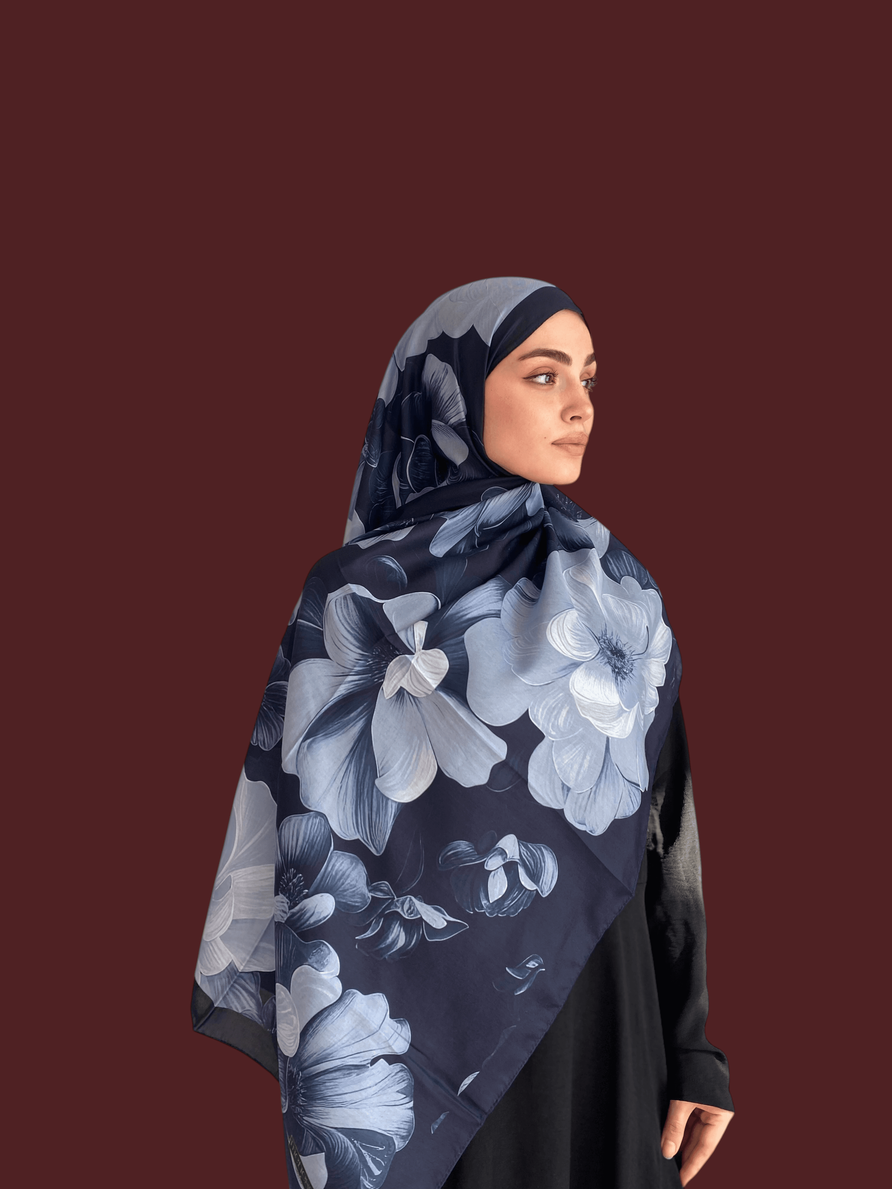 Petalya Desen Soft Vual Şal Lacivert