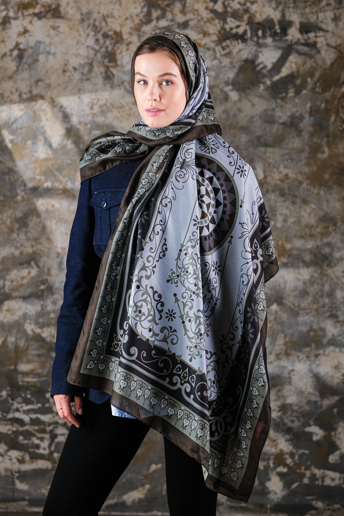 Noor Desen Soft Vual Şal Yağ Yeşili