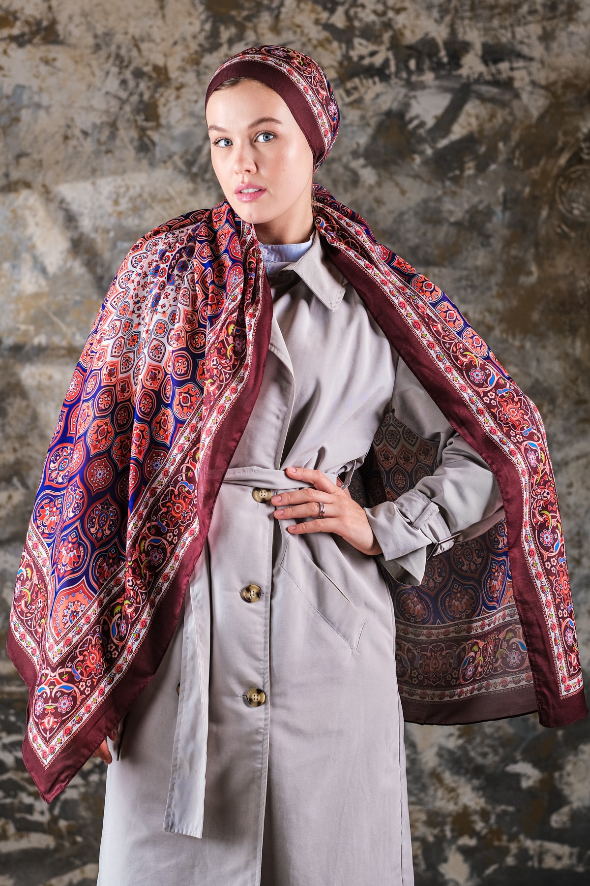 Saray Desen Soft Vual Şal Bordo