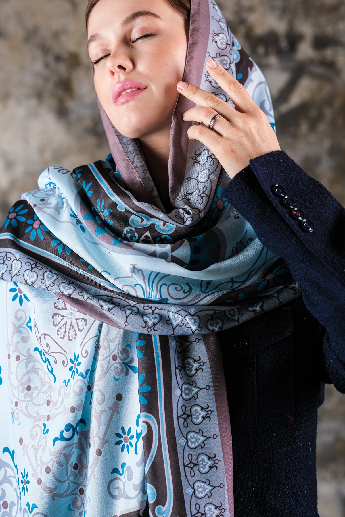Noor Desen Soft Vual Şal Buz Mavi
