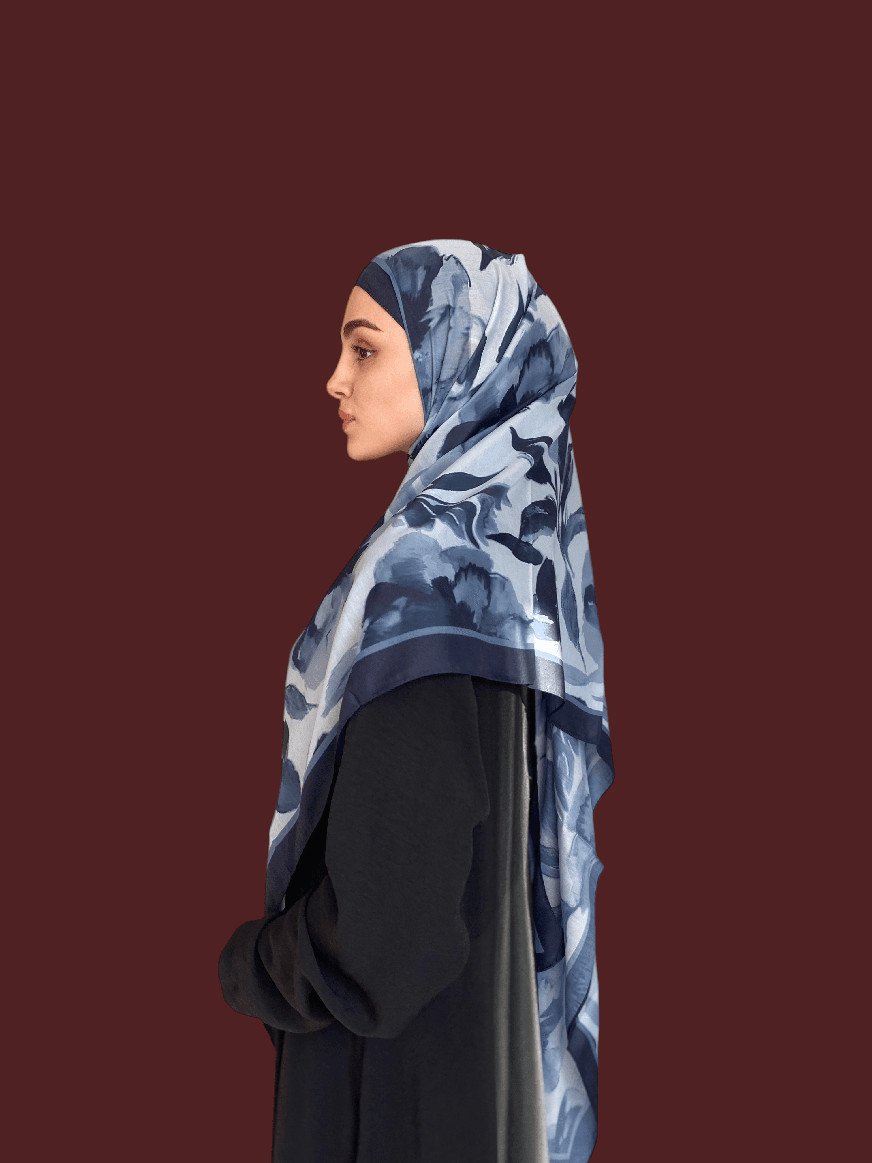 Serenya Desen Soft Vual Şal Lacivert
