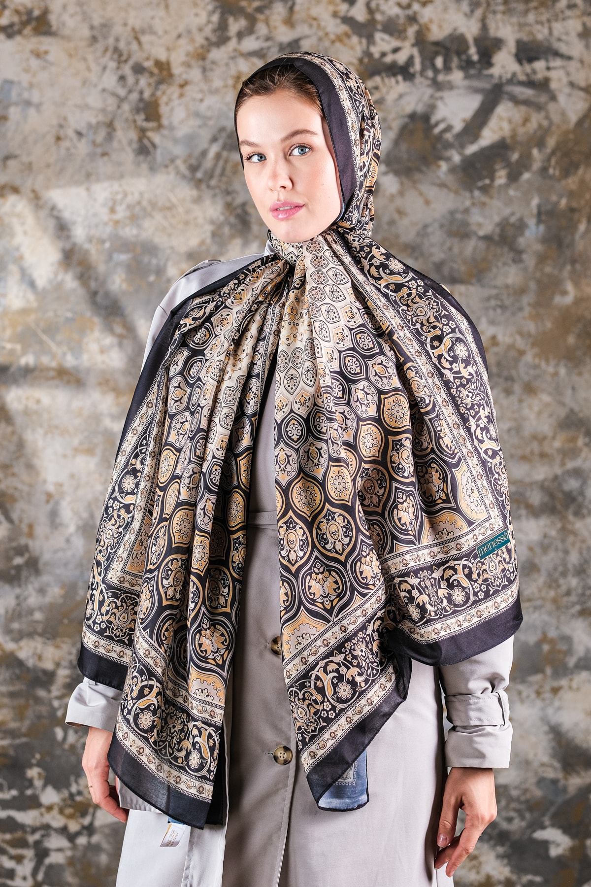 Saray Desen Soft Vual Şal Siyah