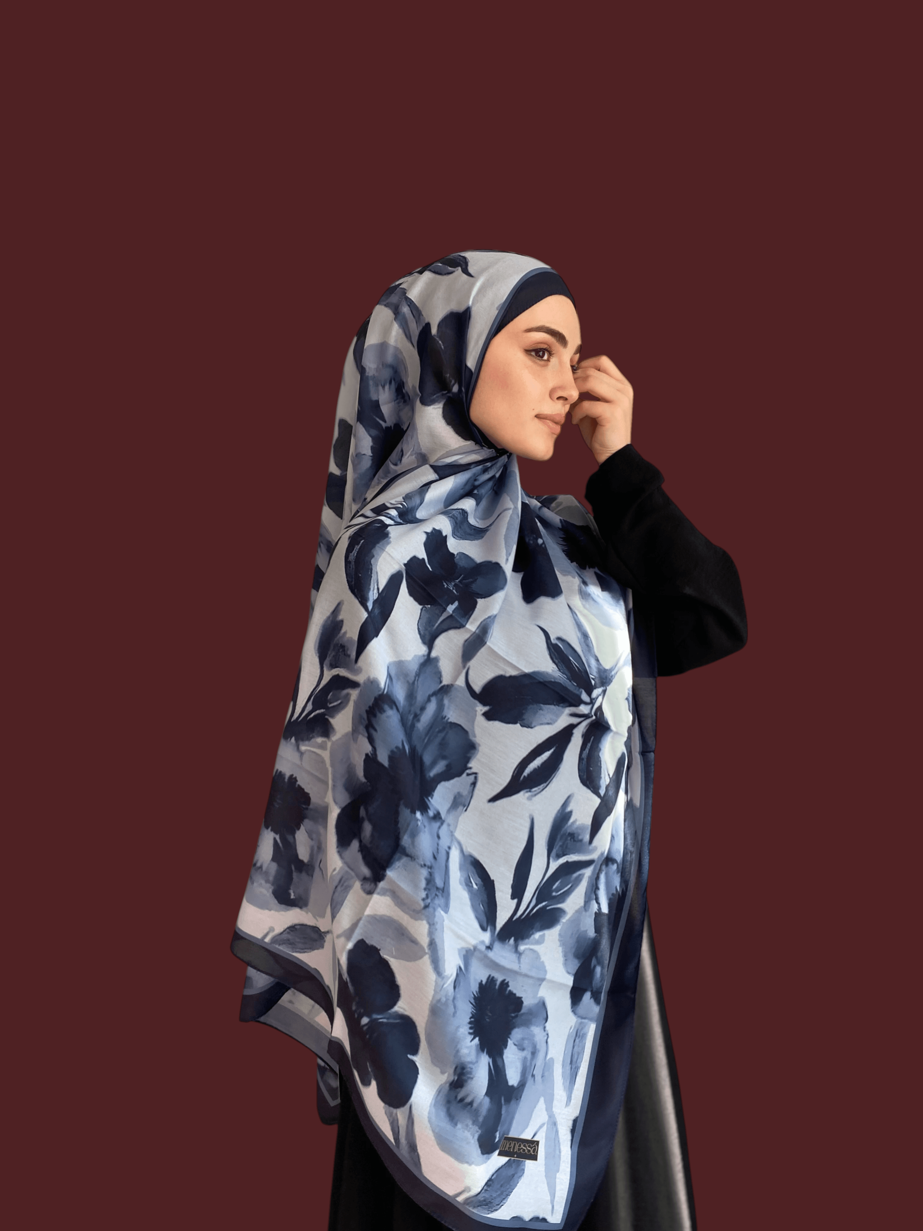 Serenya Desen Soft Vual Şal Lacivert