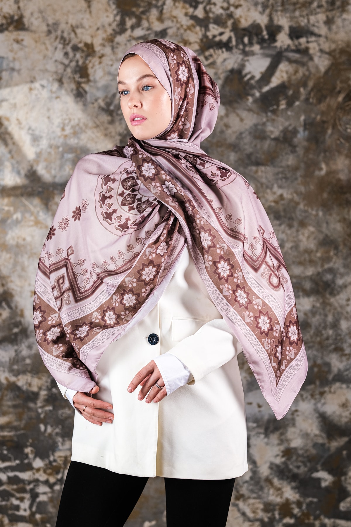 Nava Desen Soft Vual Şal Soft Mocha