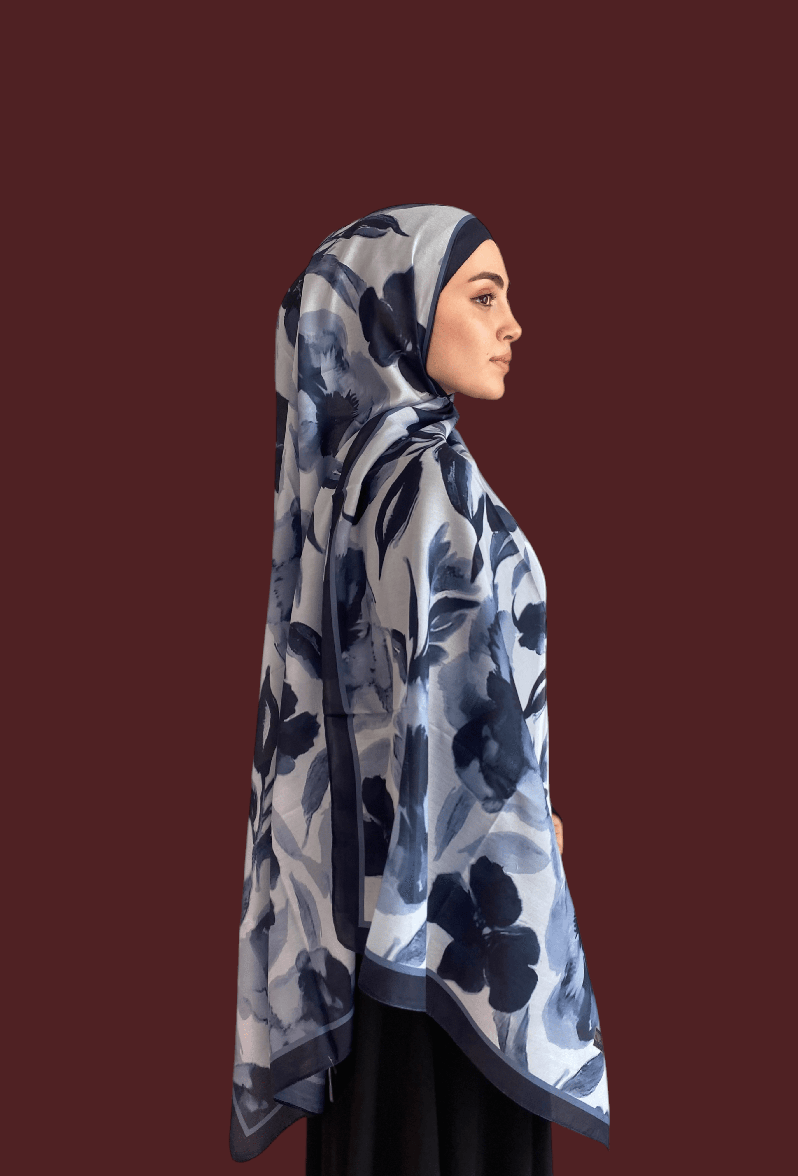 Serenya Desen Soft Vual Şal Lacivert