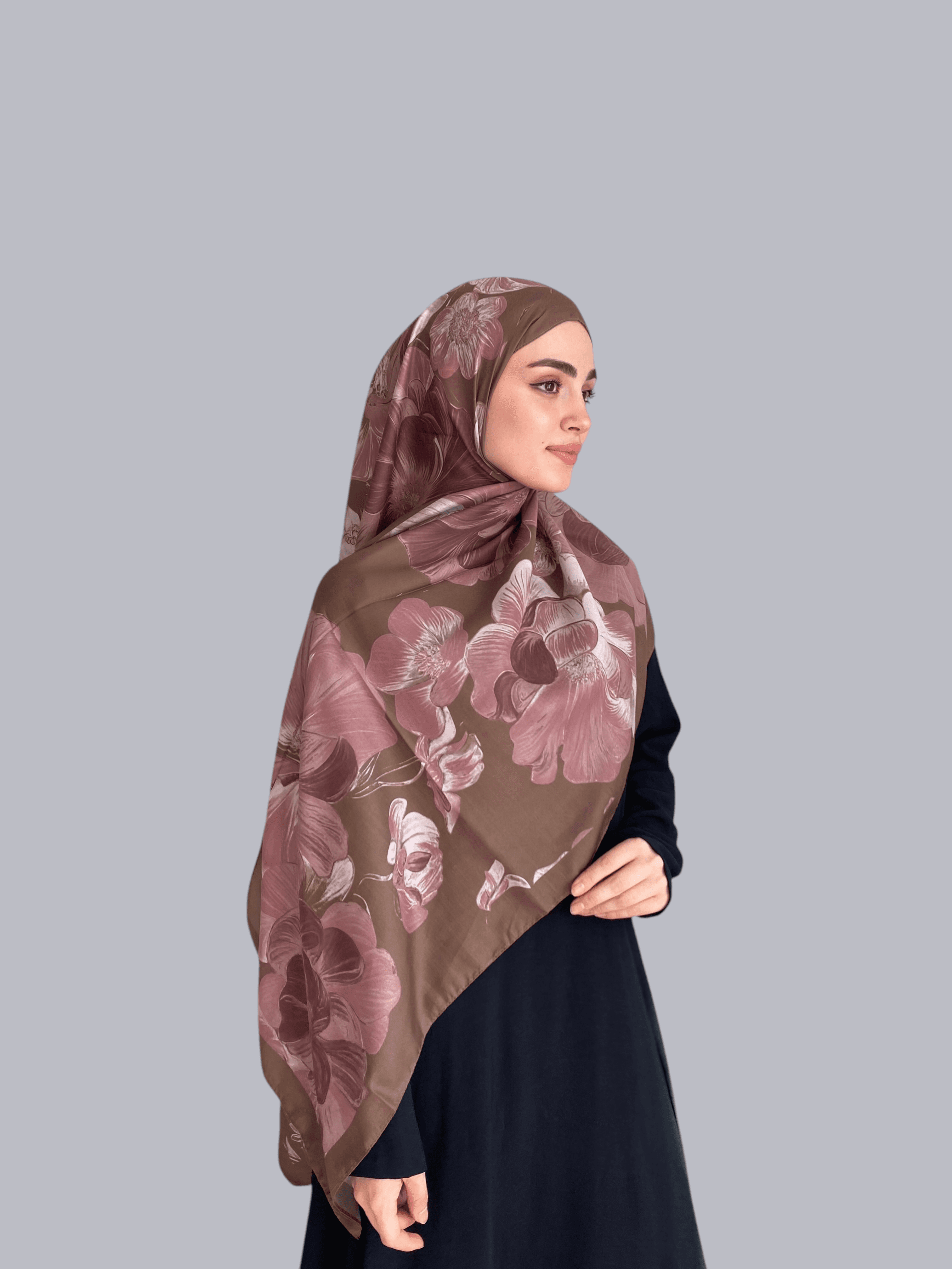 Petalya Desen Soft Vual Şal Mocha