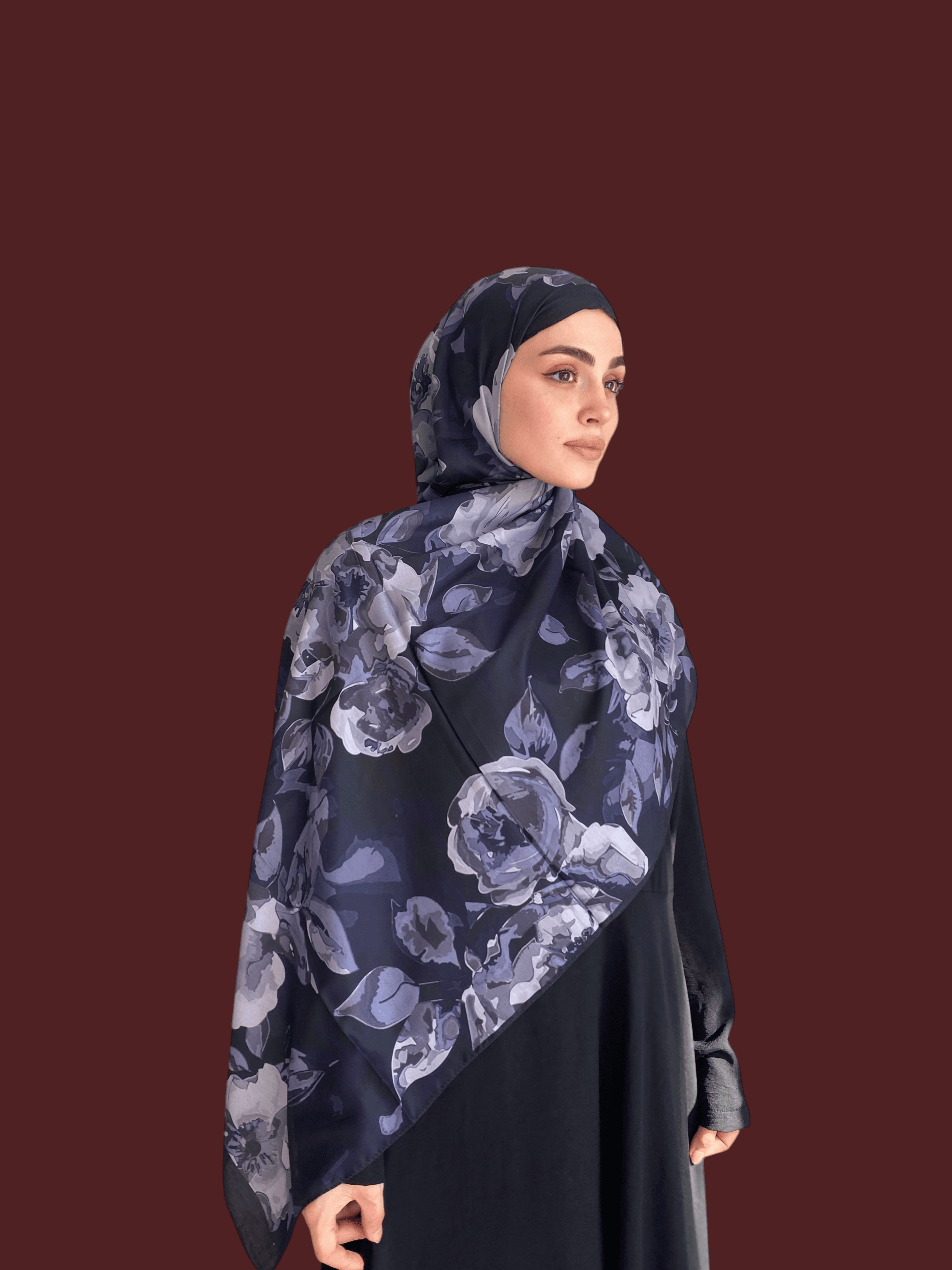 Gülru Desen Soft Vual Şal Gece Mavi