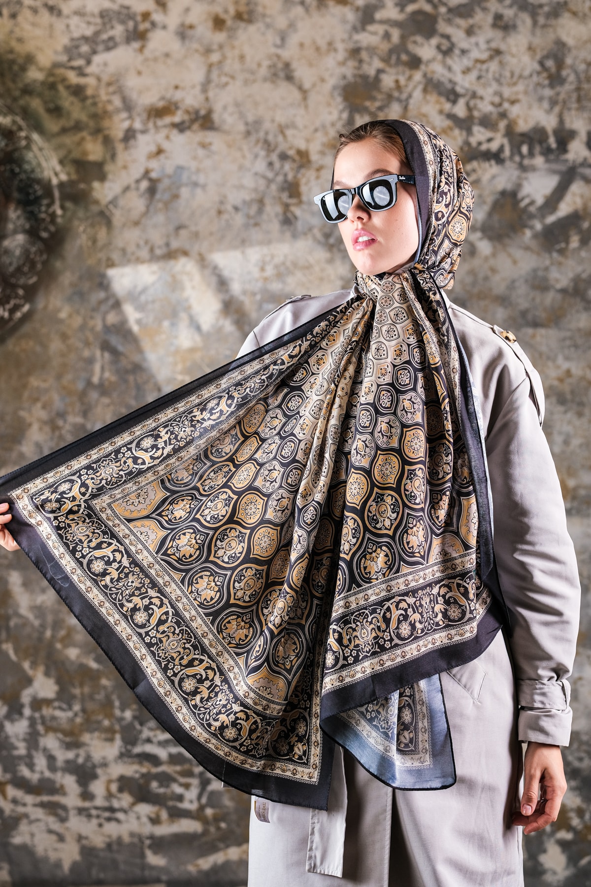 Saray Desen Soft Vual Şal Siyah