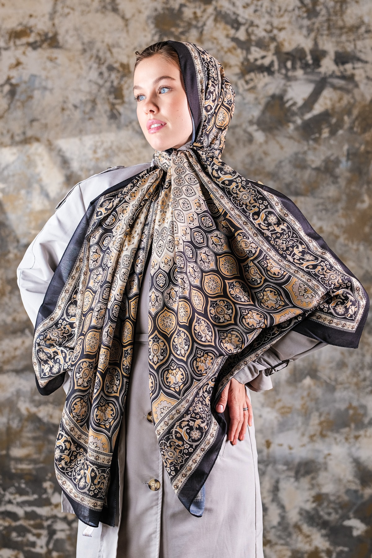 Saray Desen Soft Vual Şal Siyah
