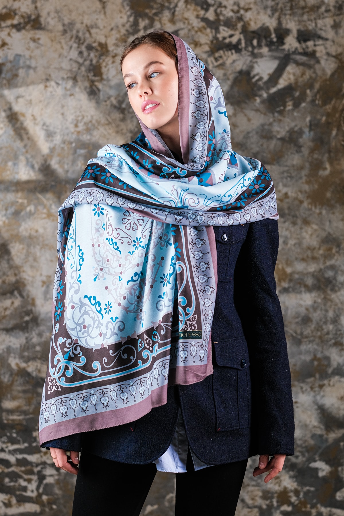 Noor Desen Soft Vual Şal Buz Mavi
