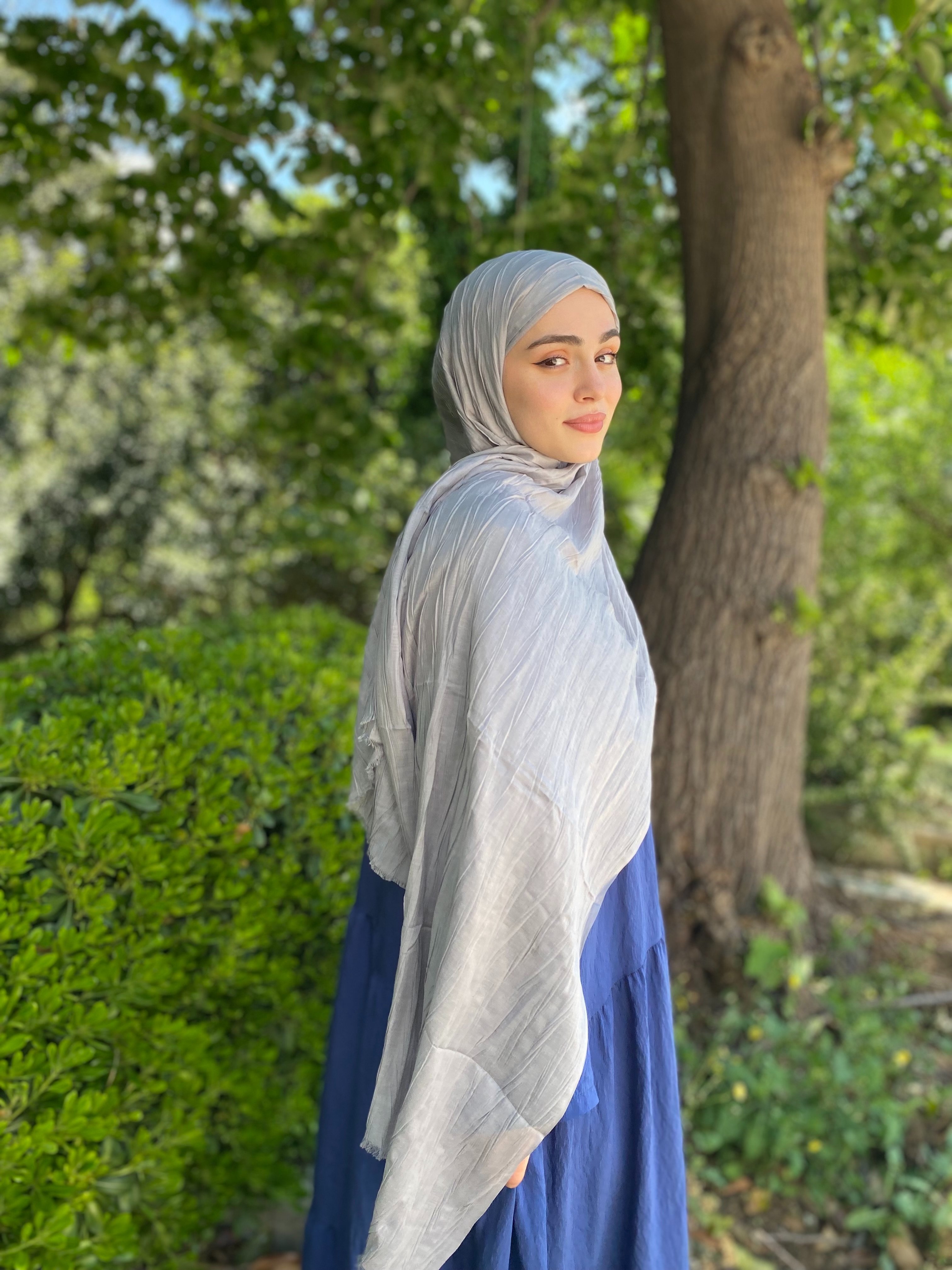 Piliseli Bambu Şal Gümüş