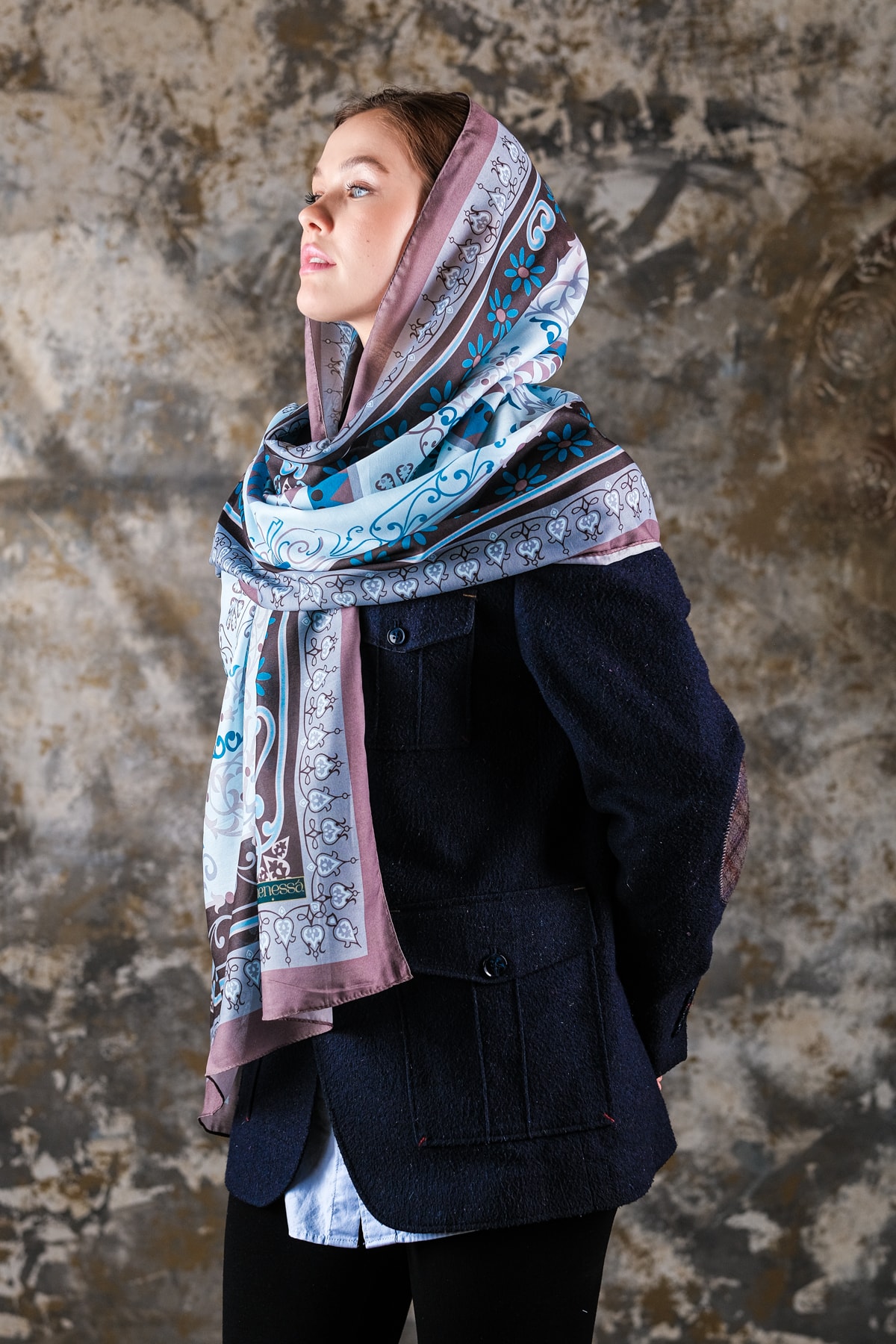 Noor Desen Soft Vual Şal Buz Mavi
