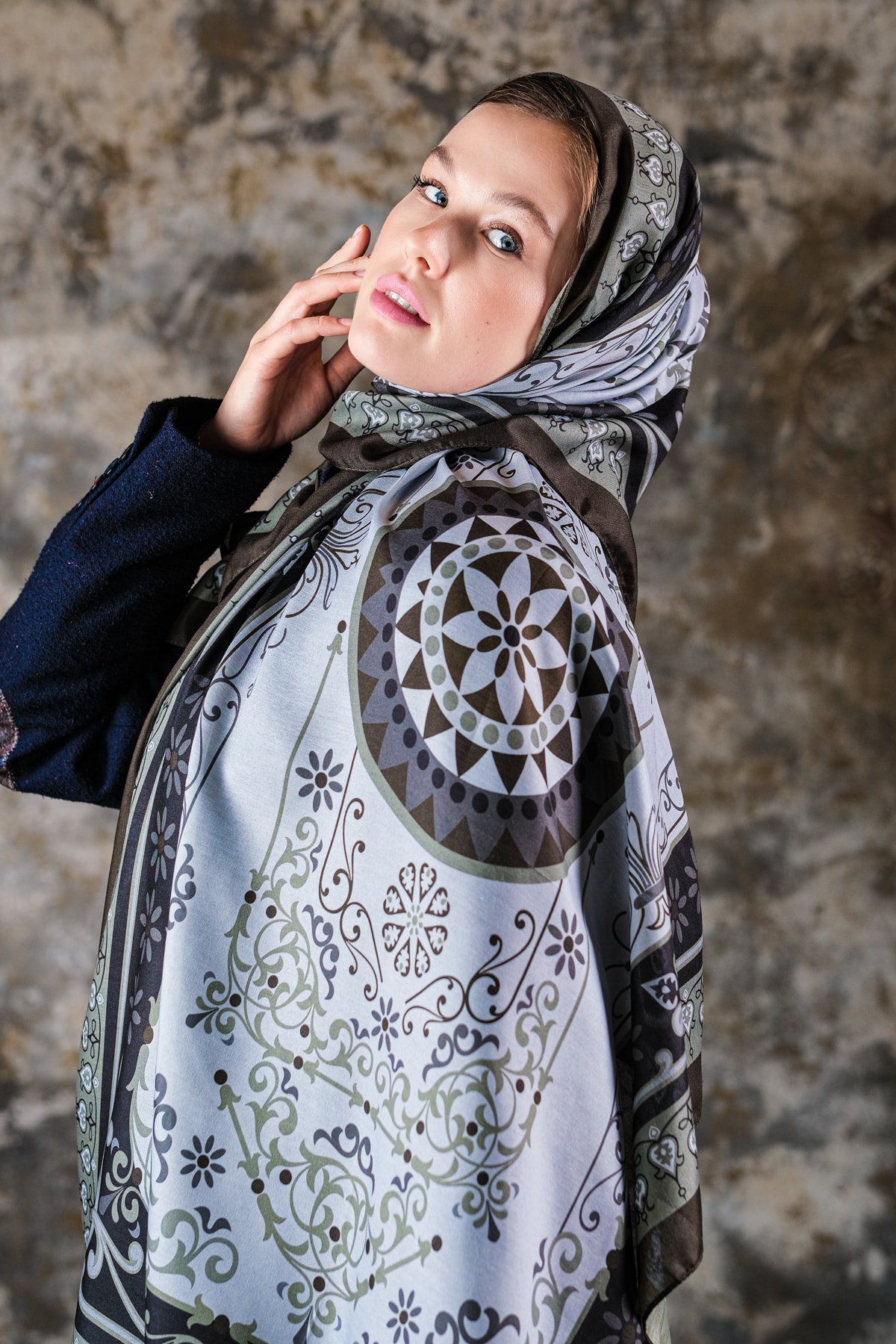Noor Desen Soft Vual Şal Yağ Yeşili