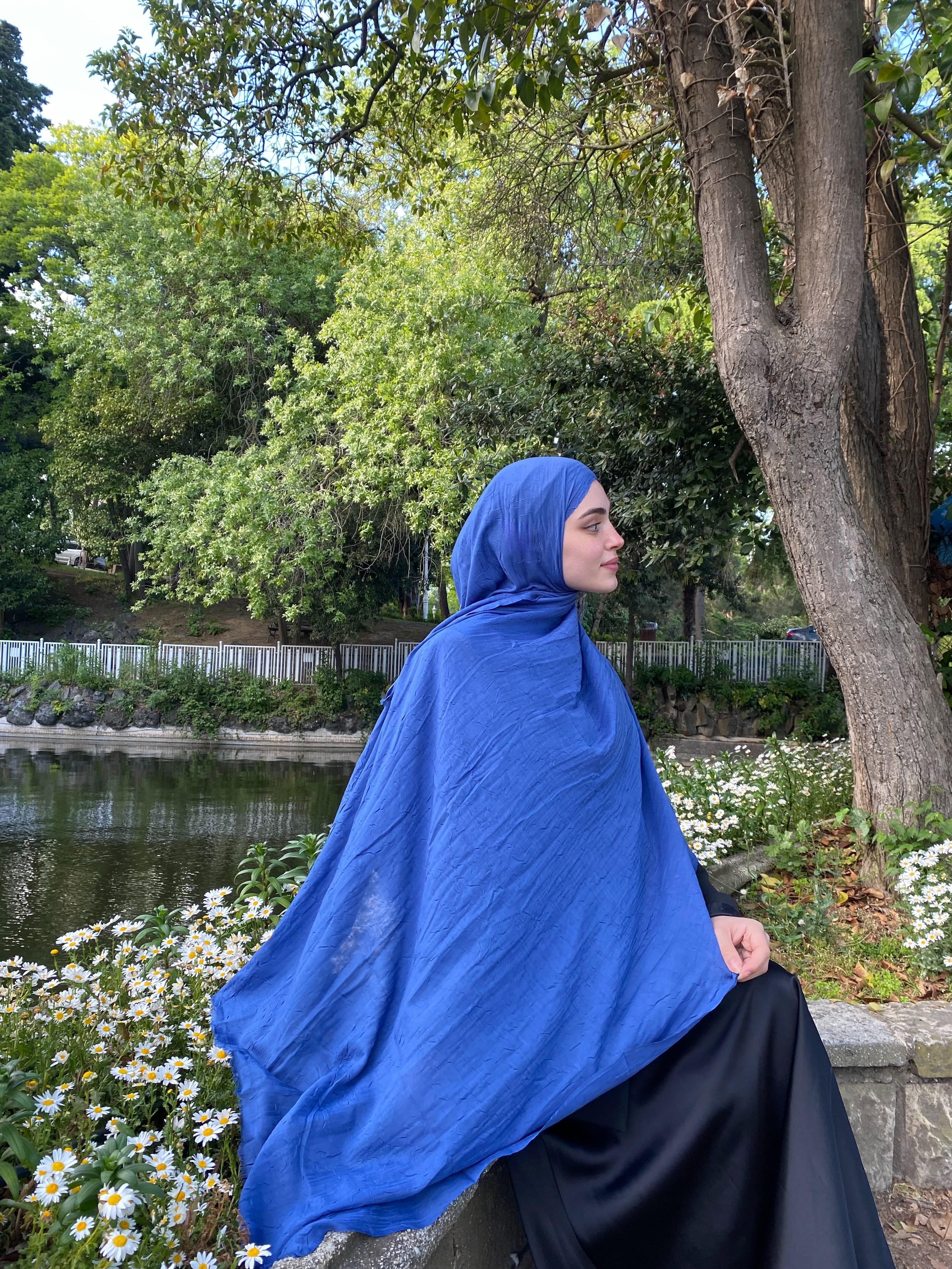 Bambu Kraş Şal Indigo Mavi