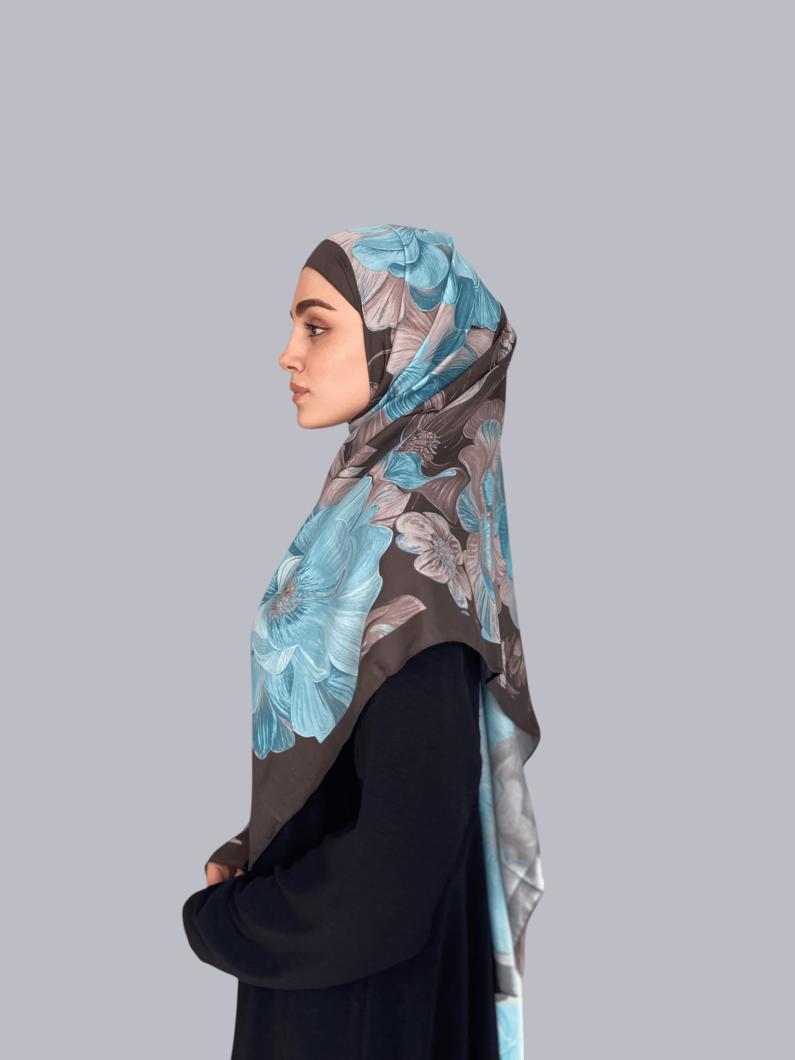 Petalya Desen Soft Vual Şal Buz Mavi