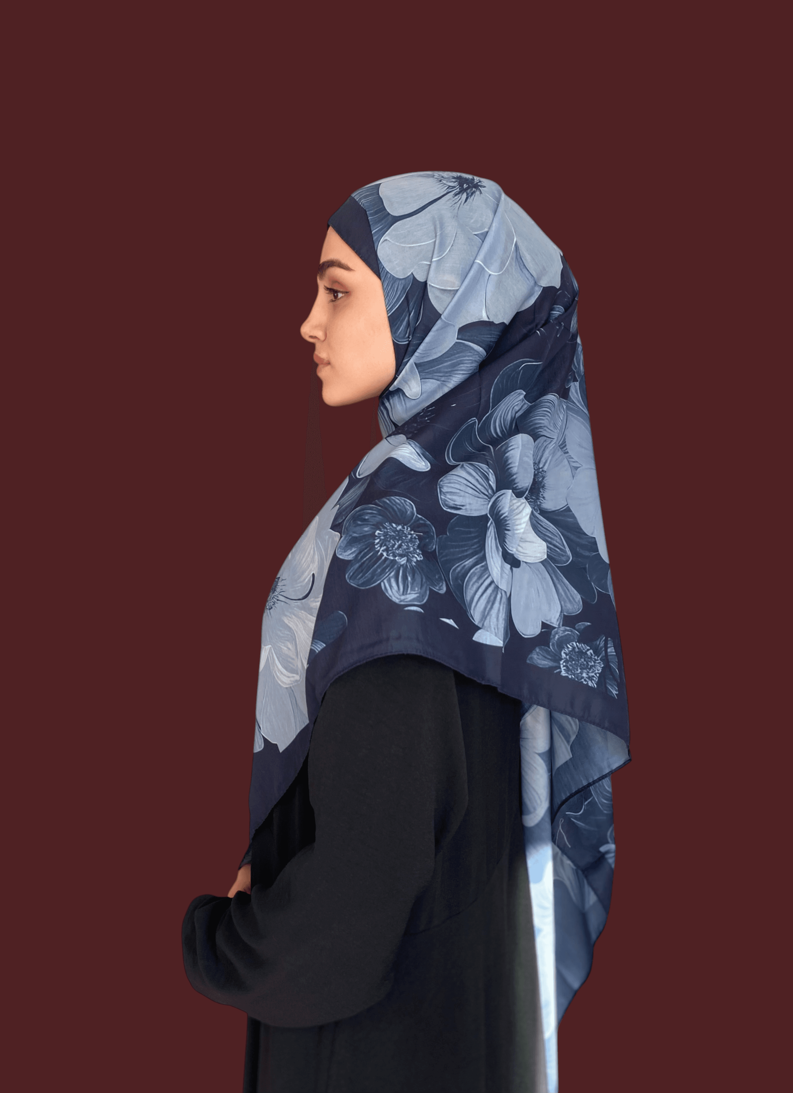 Petalya Desen Soft Vual Şal Lacivert