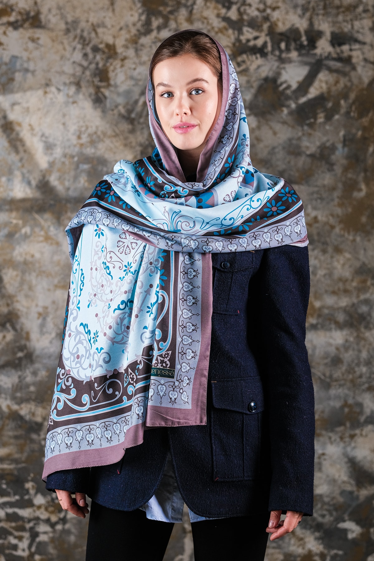 Noor Desen Soft Vual Şal Buz Mavi