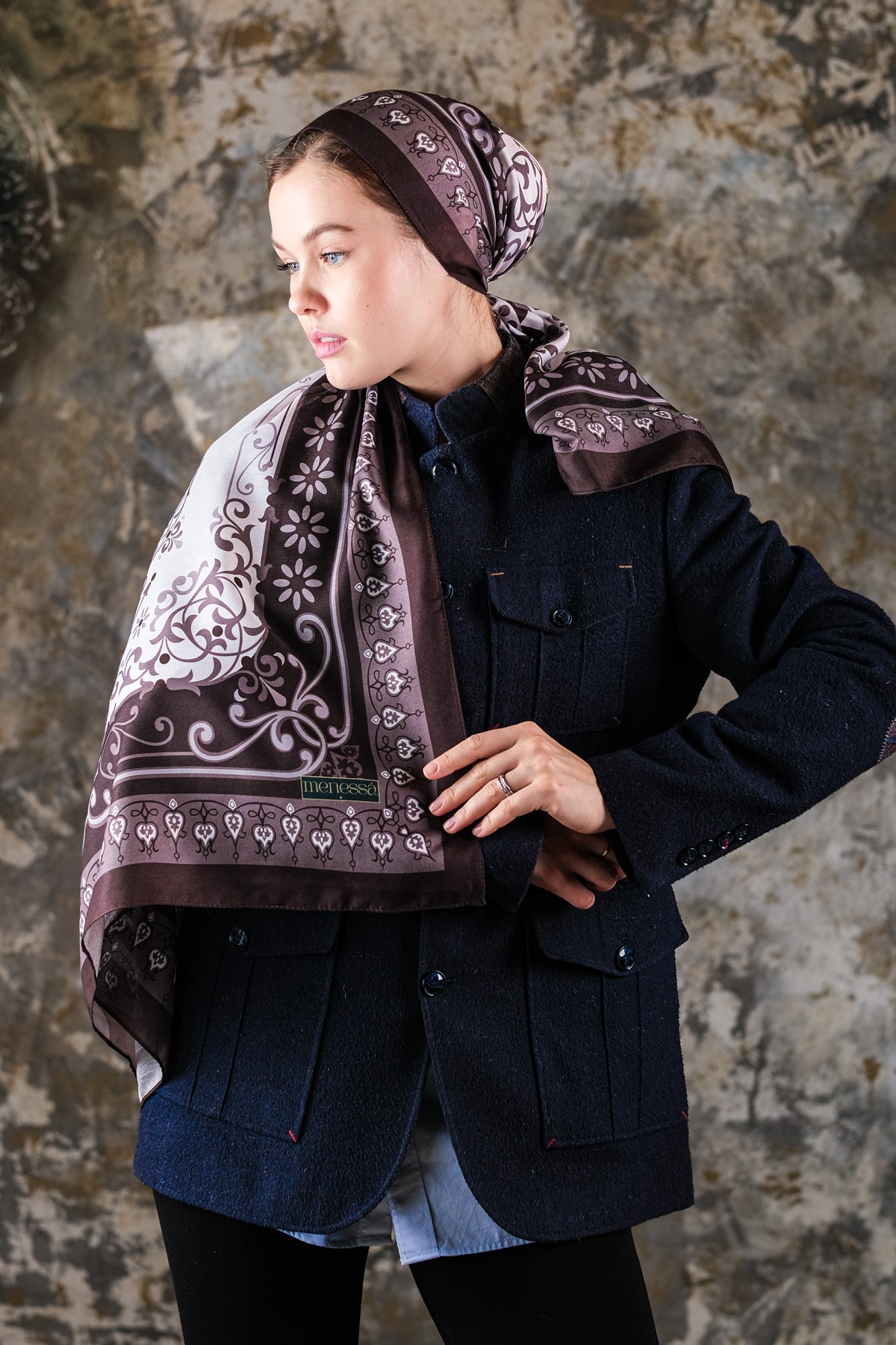 Noor Desen Soft Vual Şal Acı Kahve