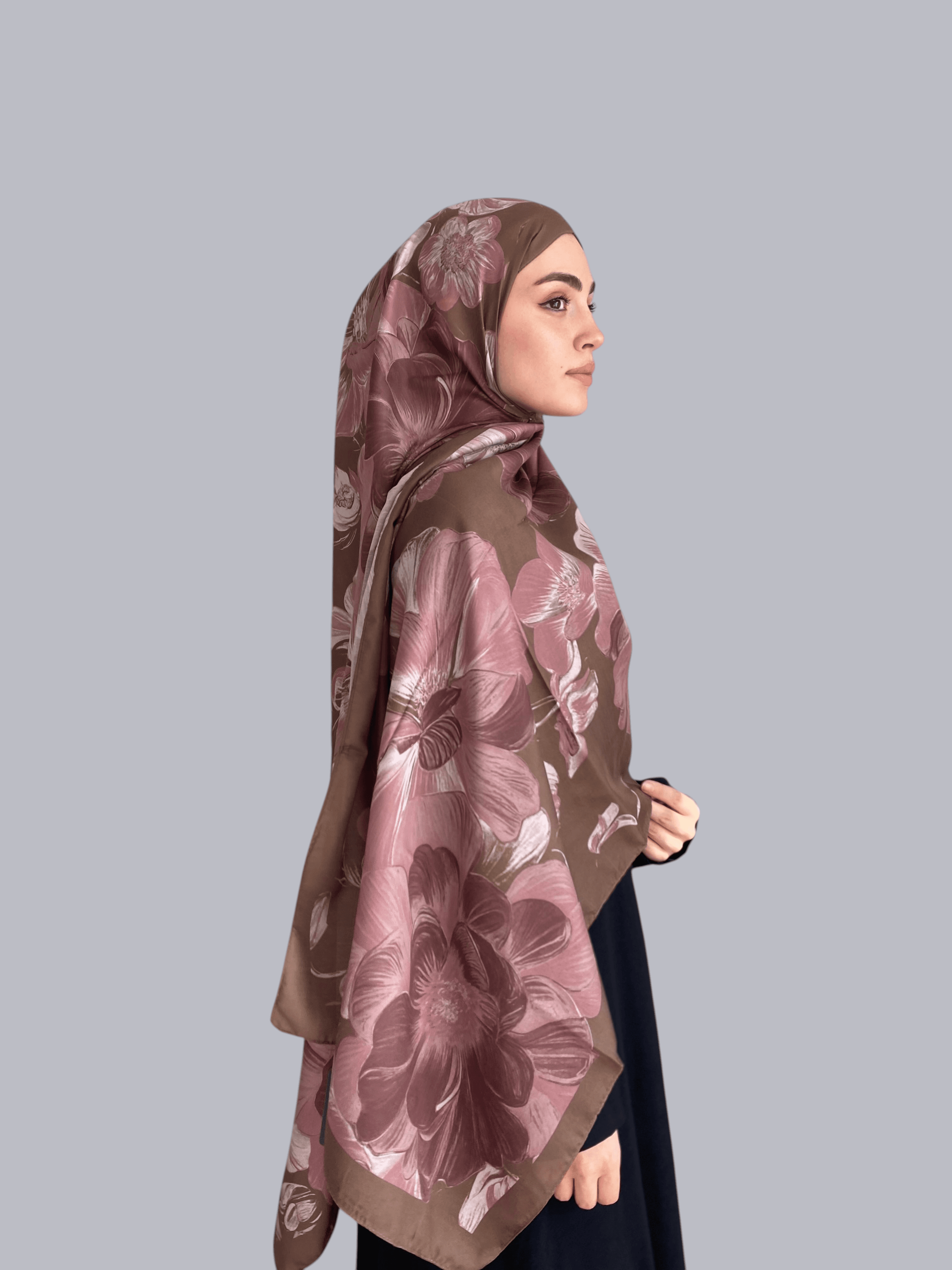 Petalya Desen Soft Vual Şal Mocha