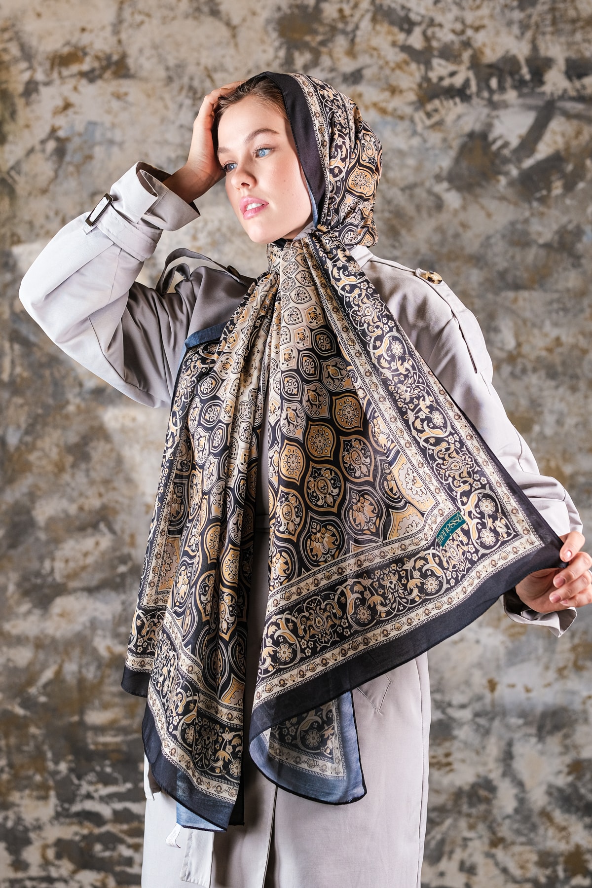 Saray Desen Soft Vual Şal Siyah