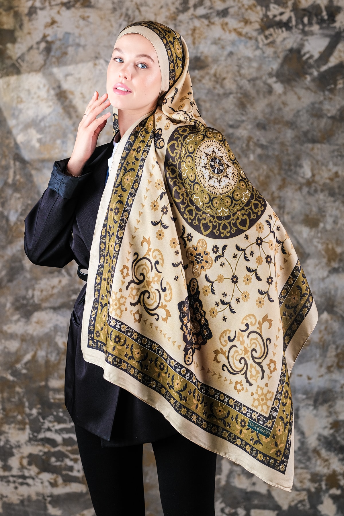 Kenz Desen Soft Vual Şal Light Gold
