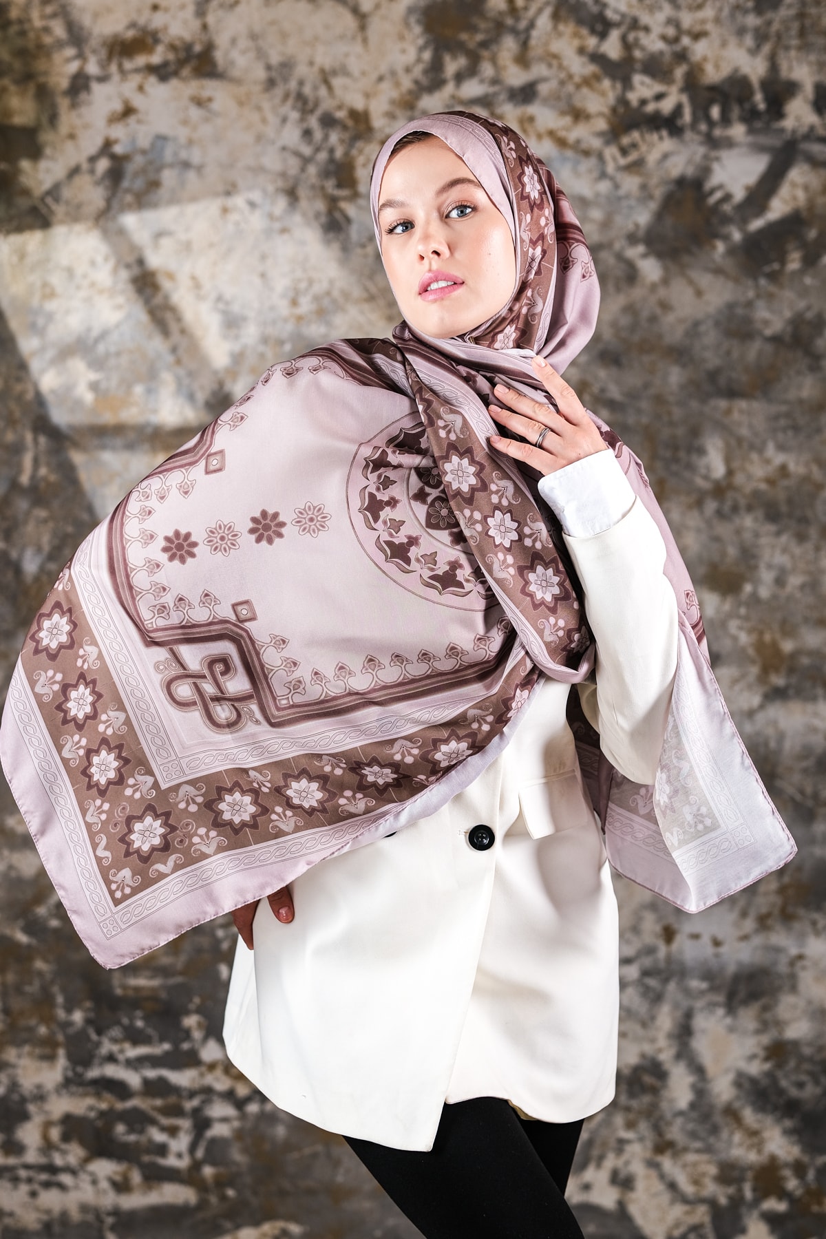 Nava Desen Soft Vual Şal Soft Mocha