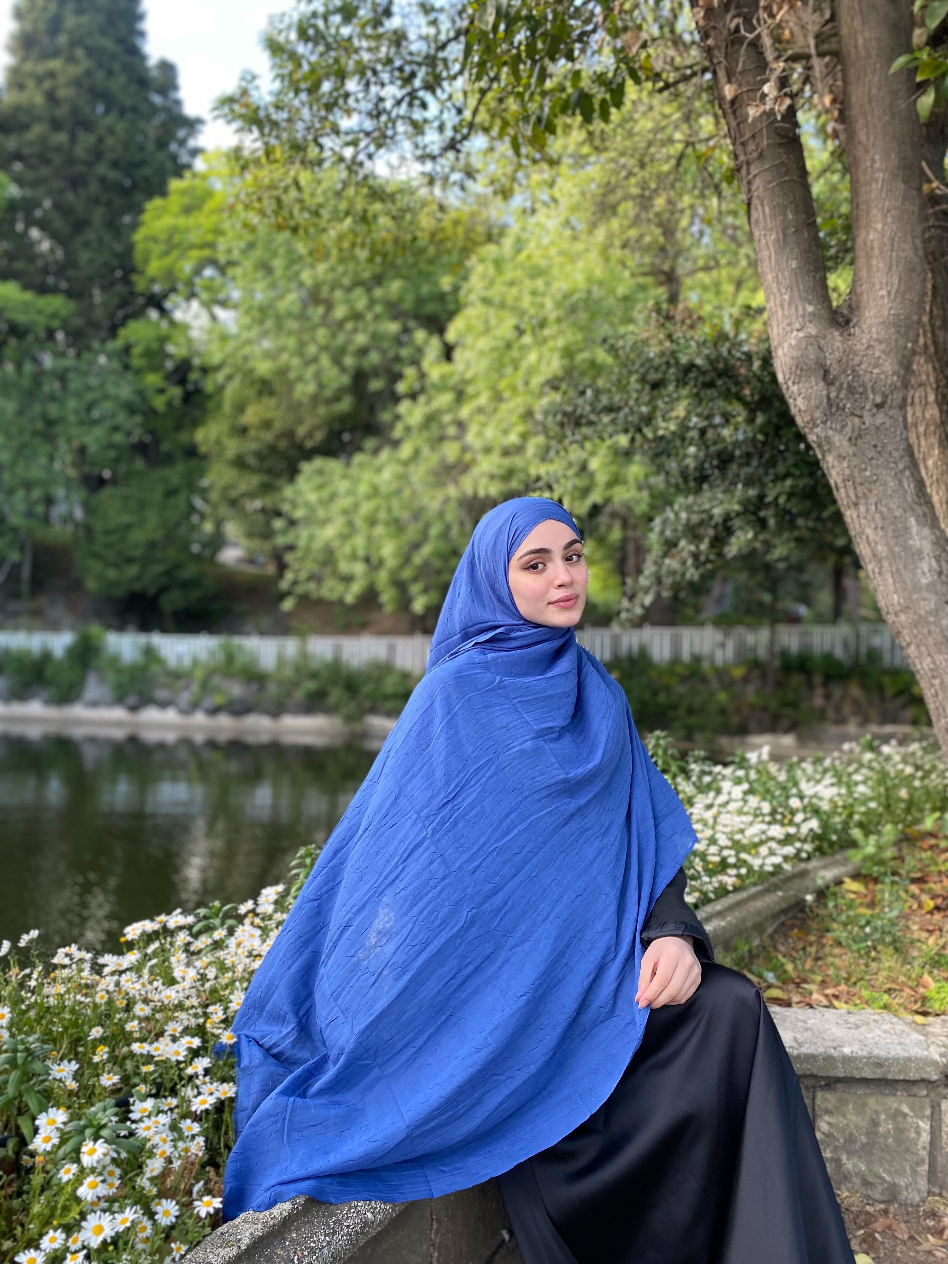 Bambu Kraş Şal Indigo Mavi