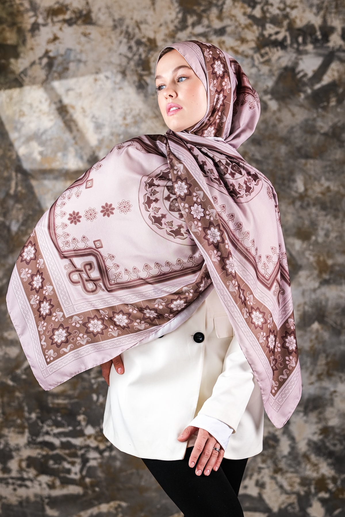 Nava Desen Soft Vual Şal Soft Mocha